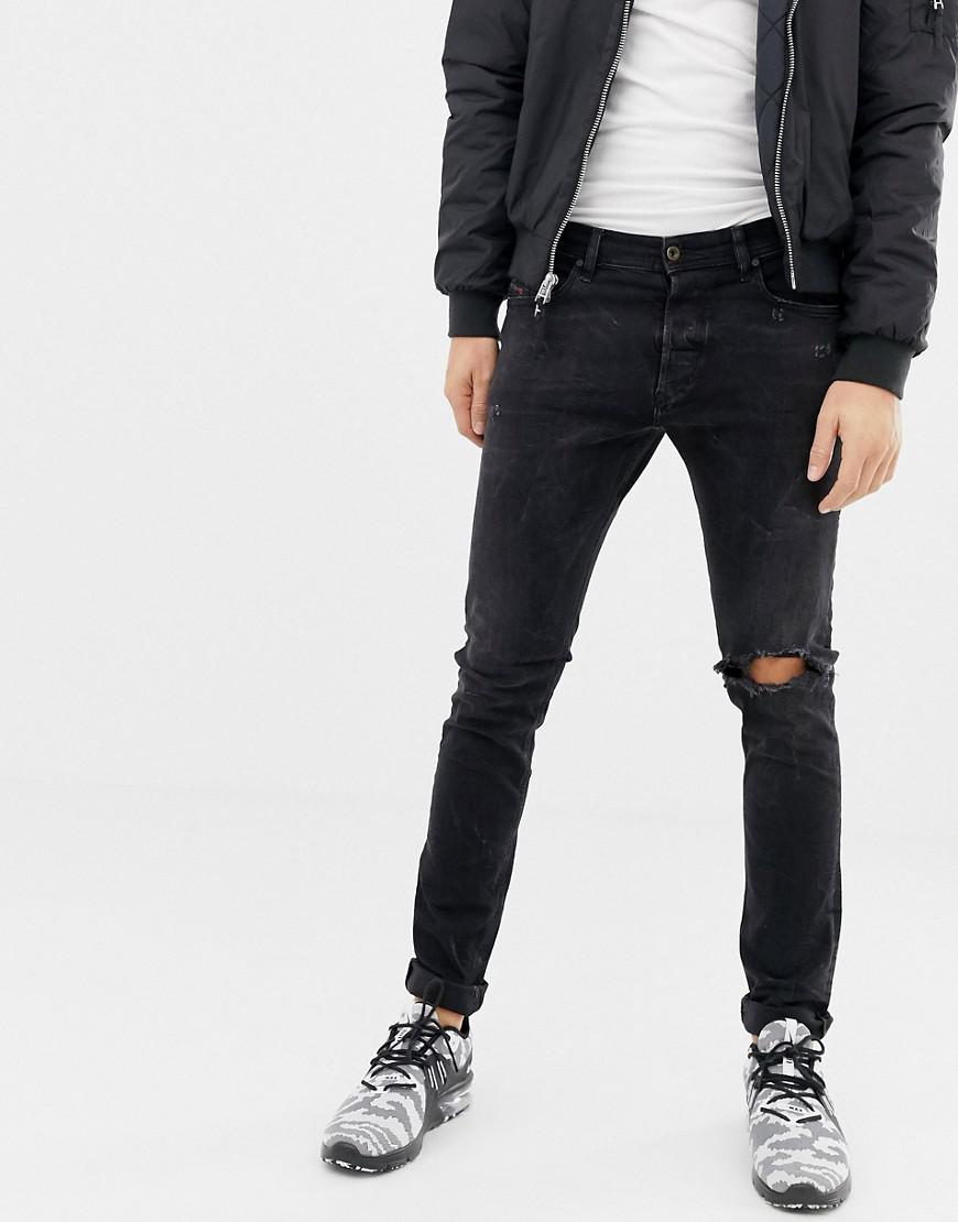 DIESEL Denim Tepphar Slim Carrot Fit Jeans in Black for Men - Lyst
