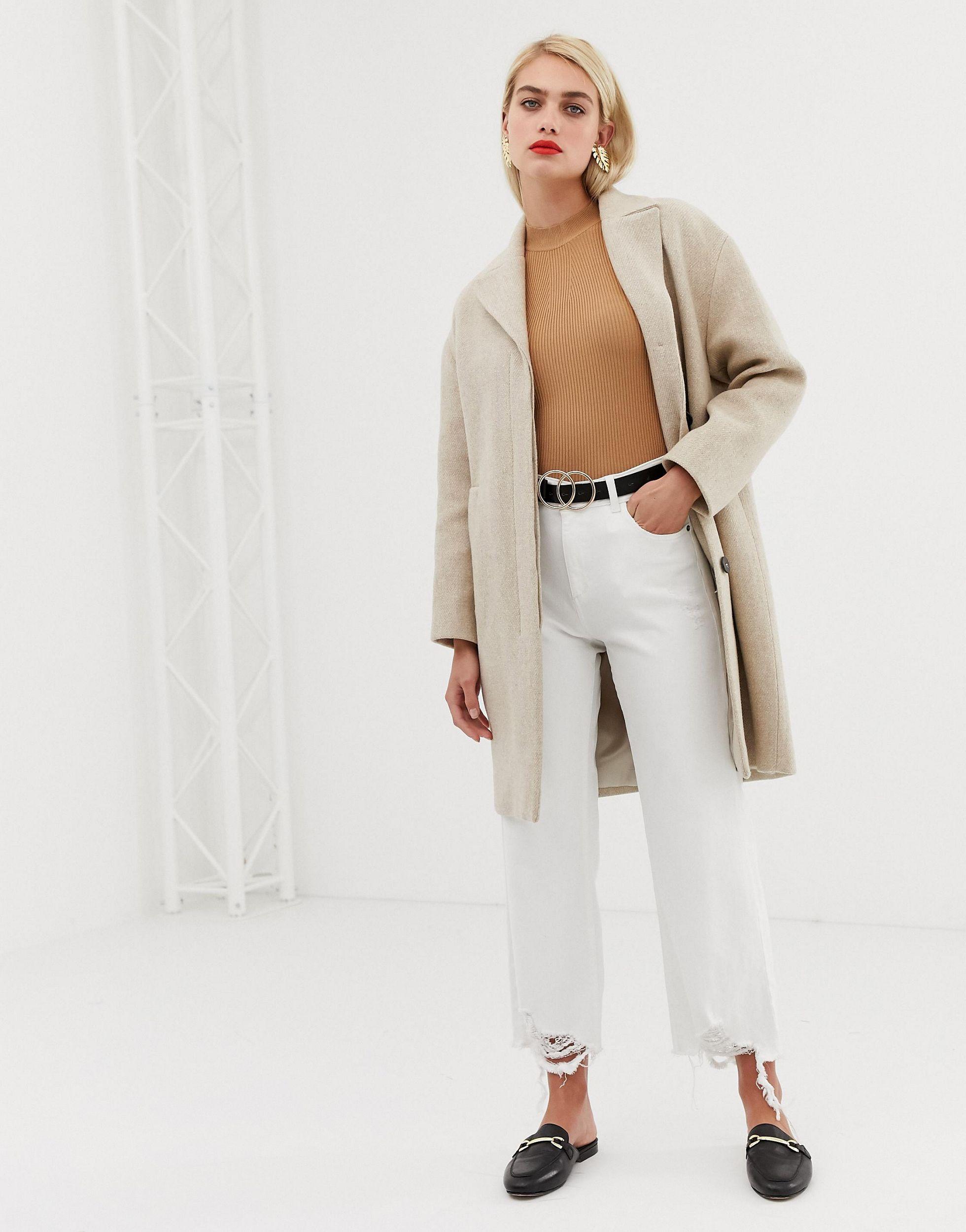 Mango button front mid length coat Outlet