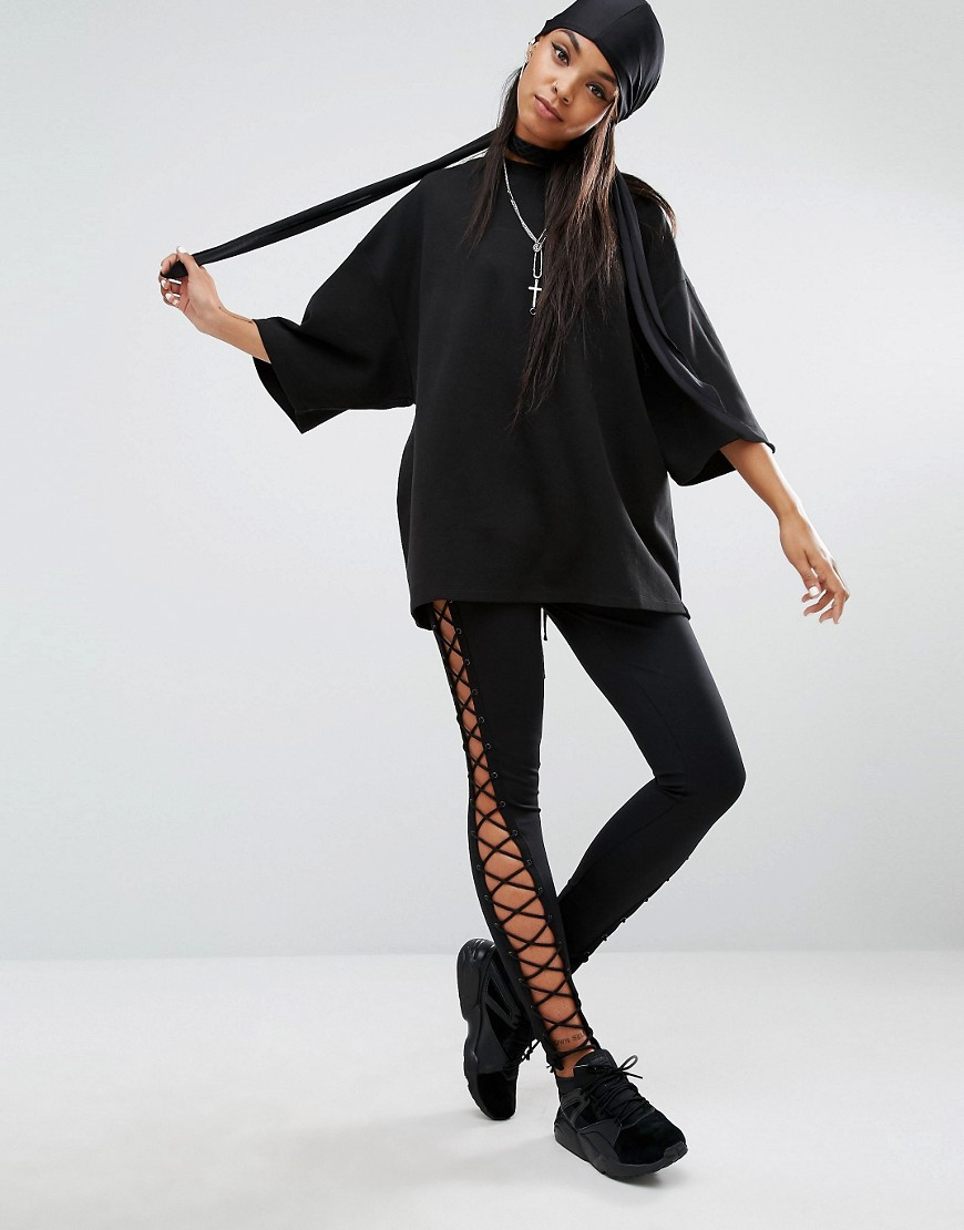 PUMA Synthetic Fenty X By Rihanna Lace Up Leggings in Black - Lyst