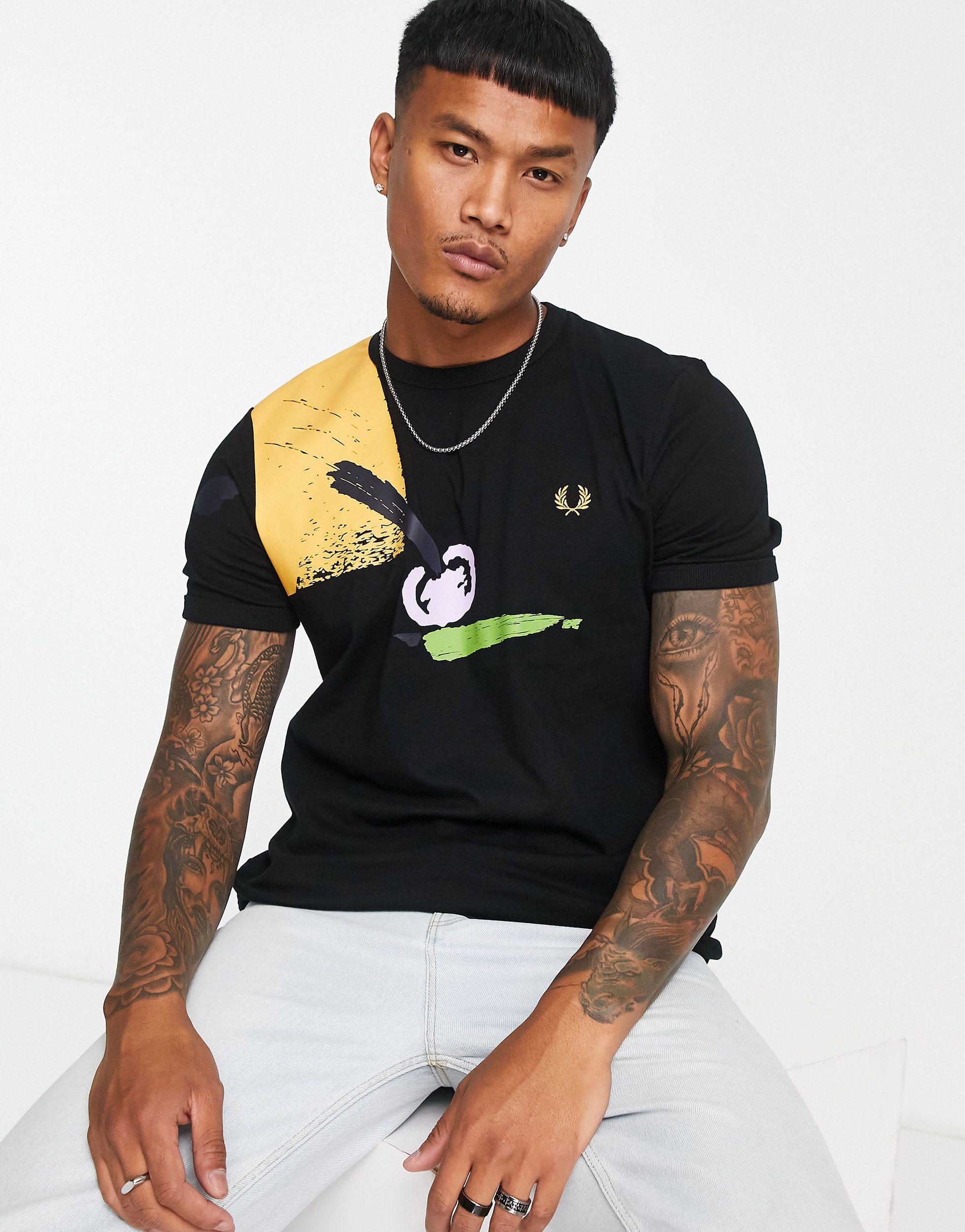 Fred Perry Reissues Abstract Tennis T-shirt in Black for Men | Lyst