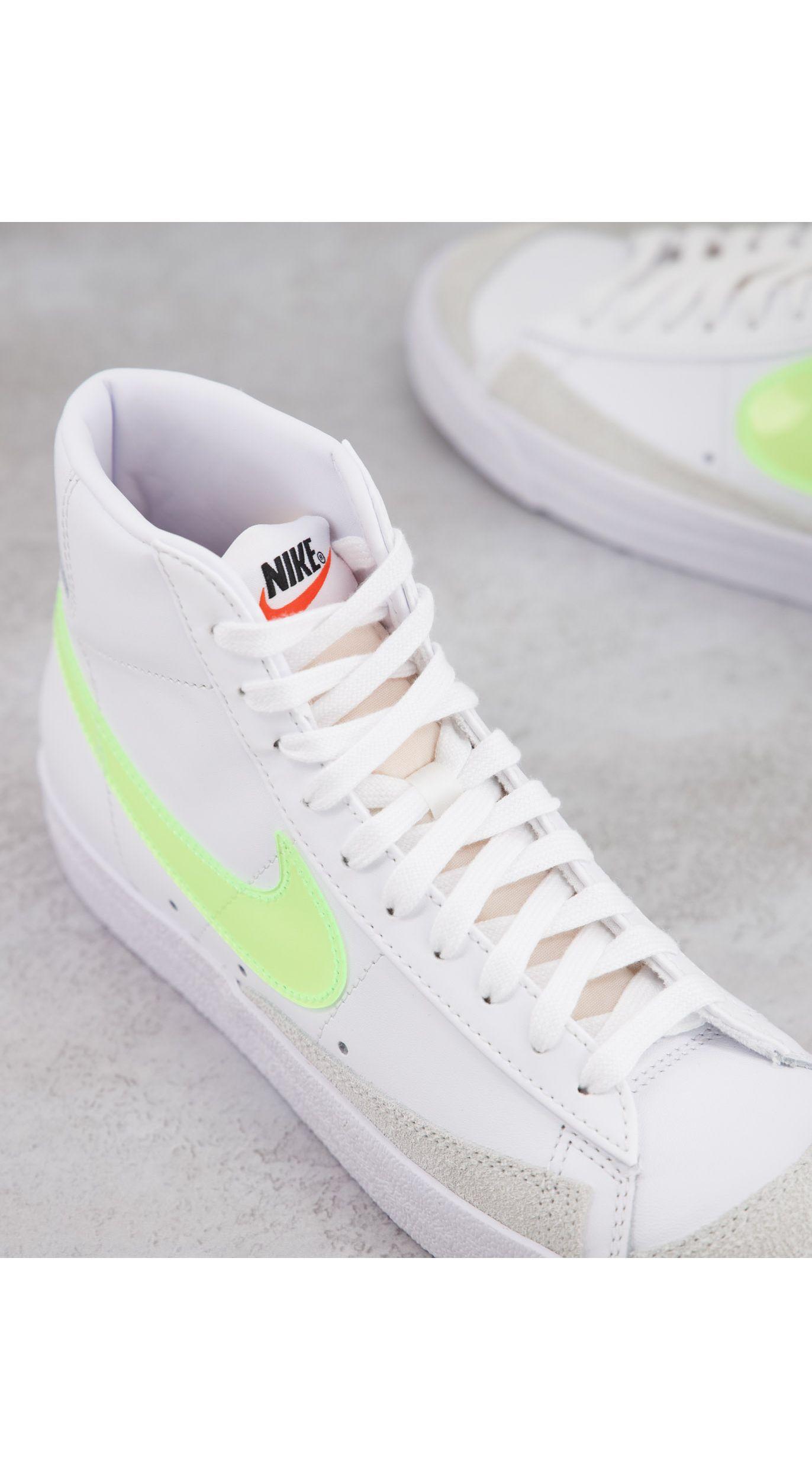 Blazer - mid '77 essential - baskets mi-hautes - et vert fluo Caoutchouc  Nike en coloris Blanc - Lyst