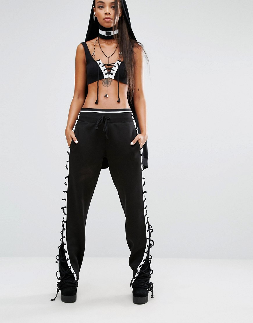 PUMA Cotton Fenty X By Rihanna Lace Up Sweatpants in Black | Lyst