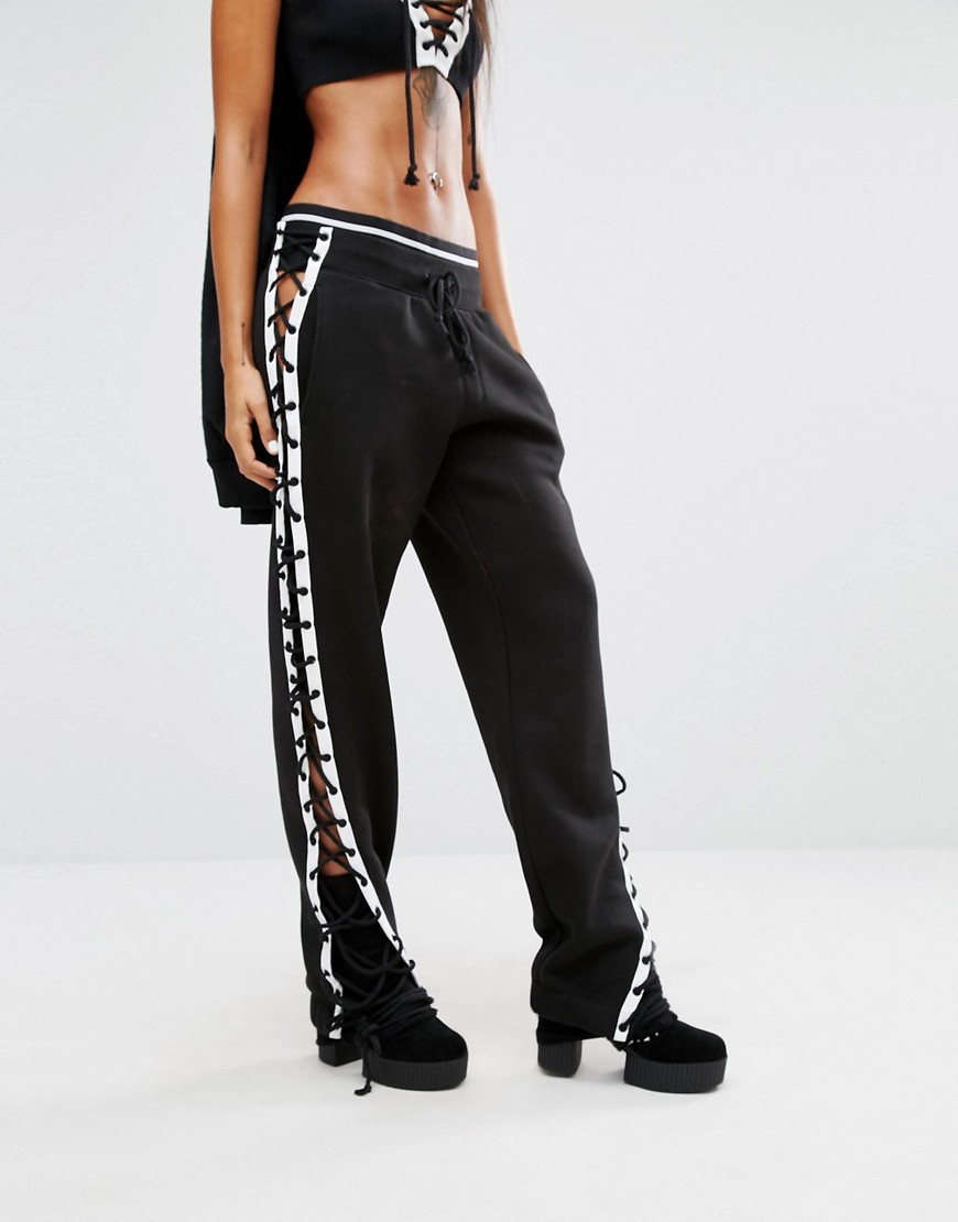 PUMA Cotton Fenty X By Rihanna Lace Up Sweatpants in Black | Lyst