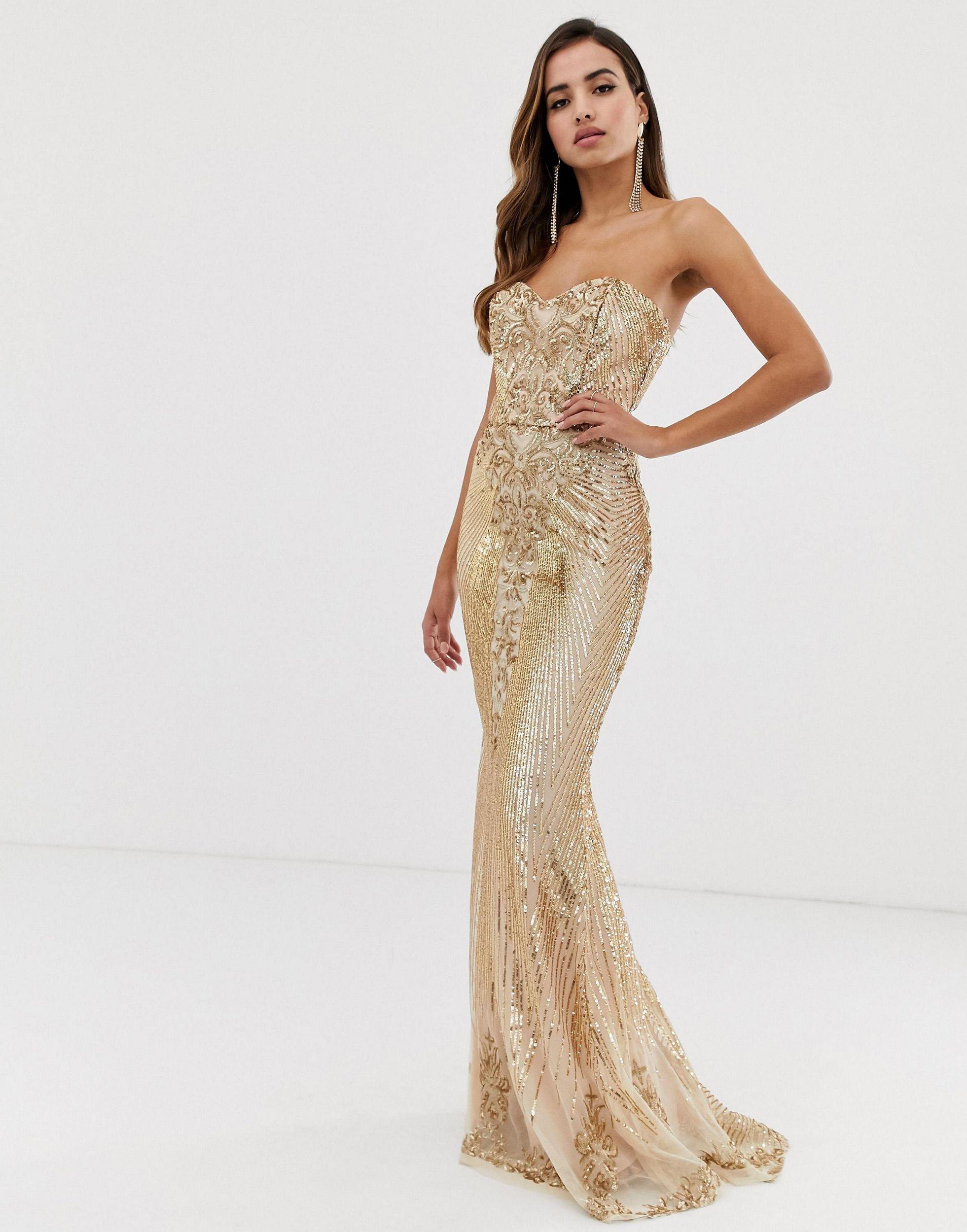 gold embellished maxi dress