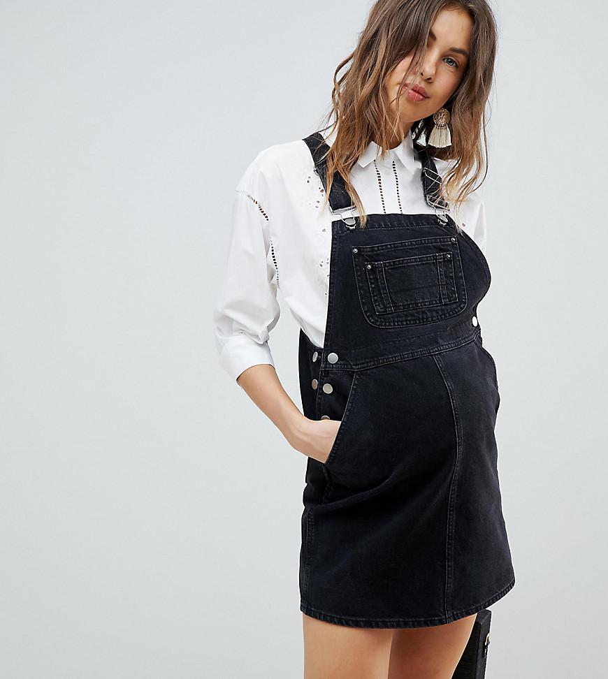 maternity denim overall dress