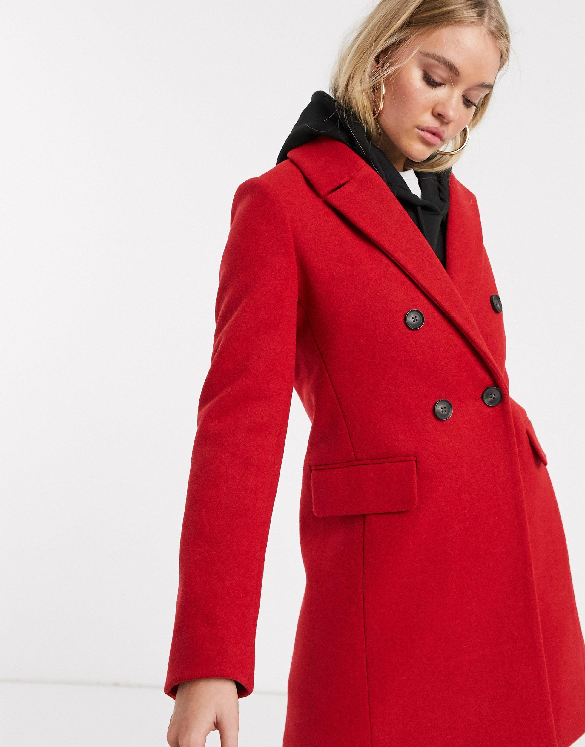 stradivarius double button longline coat