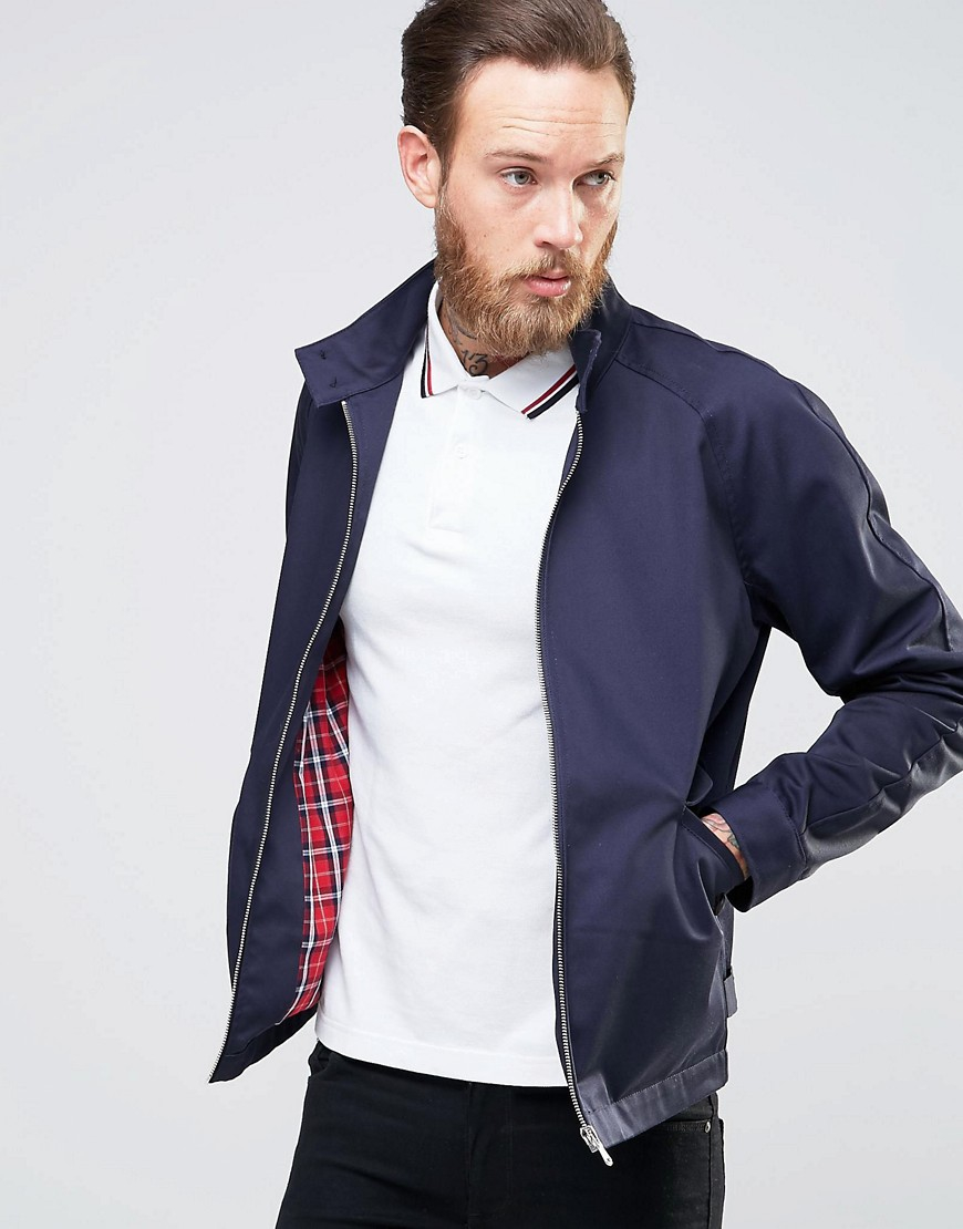 Download Asos Harrington Jacket With Funnel Neck In Navy in Blue ...
