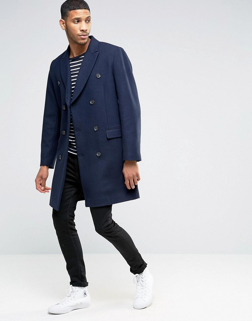 navy blue single breasted coat