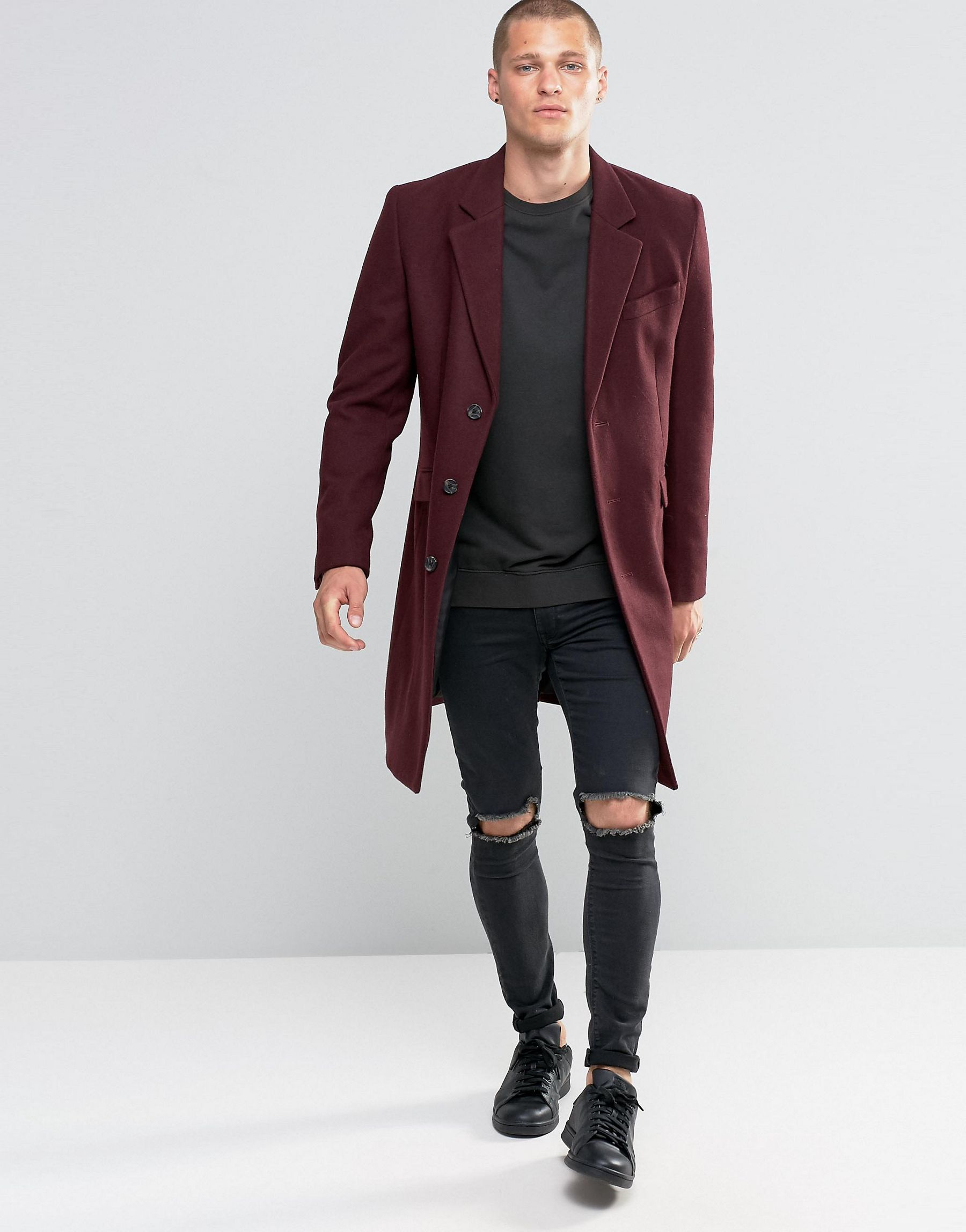 mens maroon overcoat