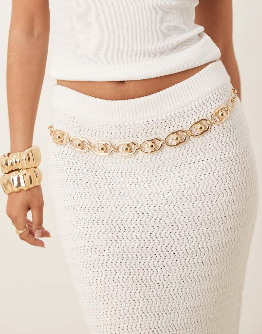 Gold Asos Belt Chain ASOS Waist And Hip Ball Chain Belt In Natural
