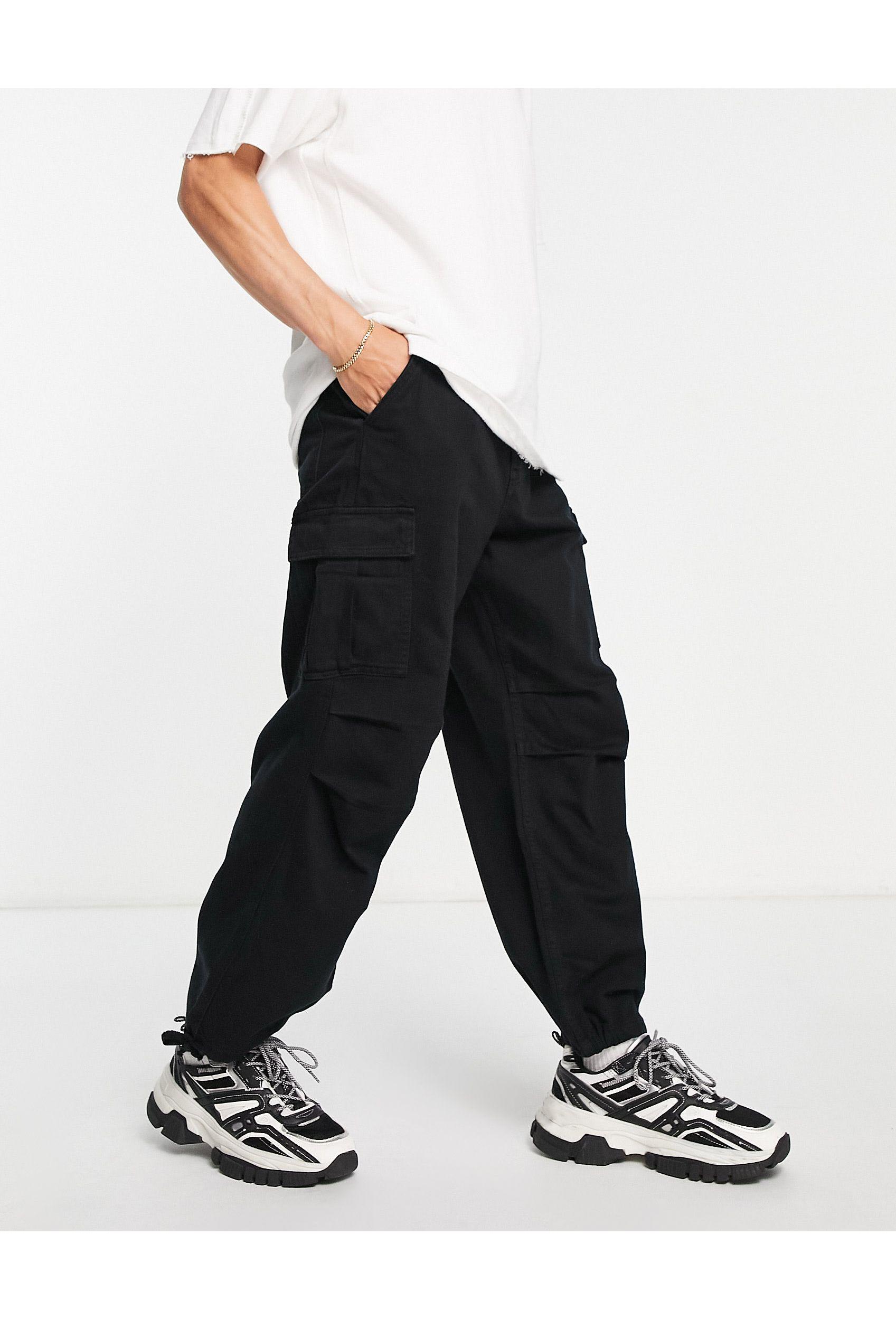 Pantalon cargo en jean style parachute Bershka pour homme en coloris Blanc  | Lyst
