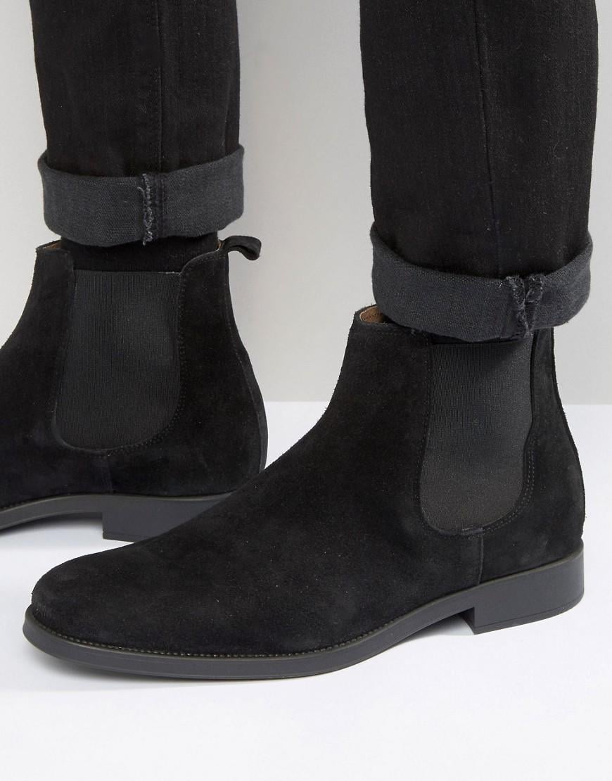 SELECTED Bolton Black Suede Chelsea Boots for Men | Lyst UK