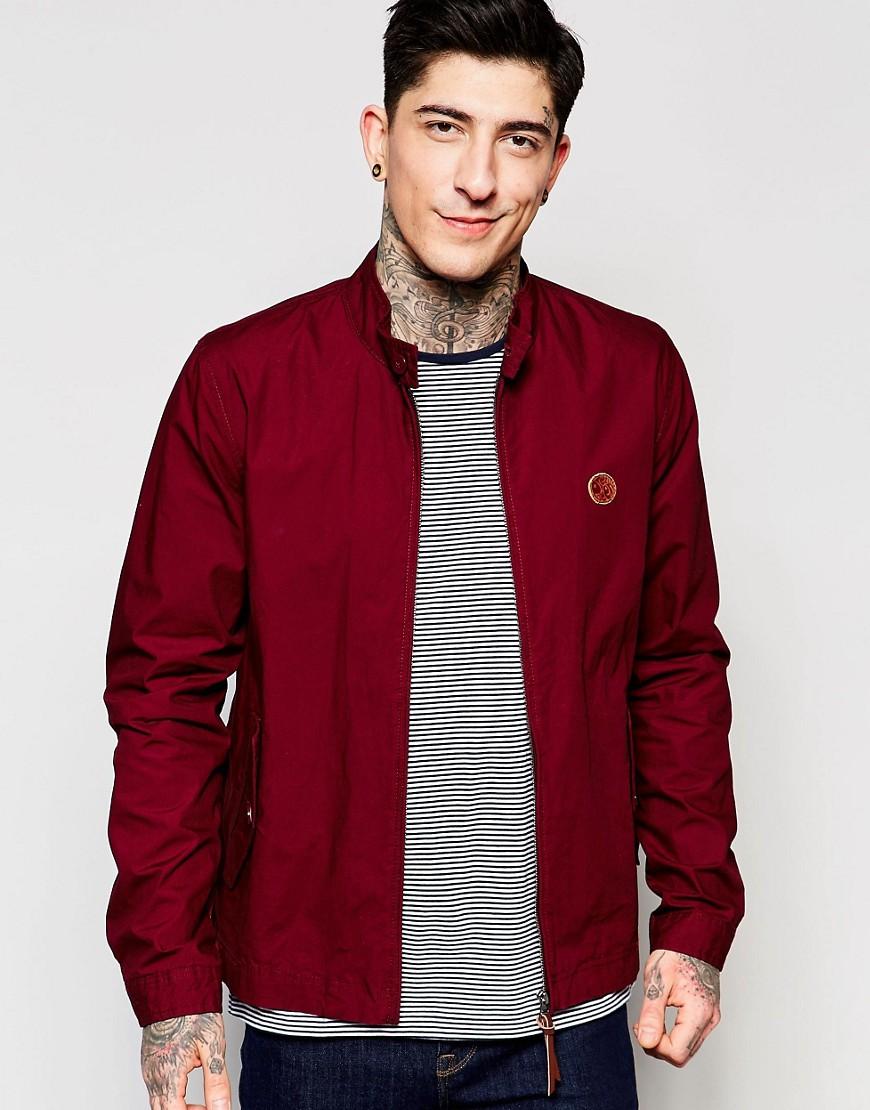 Download Pretty Green Cotton Harrington Jacket In Burgundy in Red ...