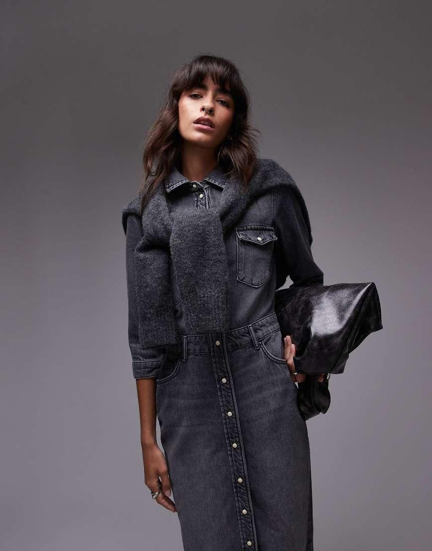 AllSaints Blair Denim Maxi Dress in Grey Lyst UK