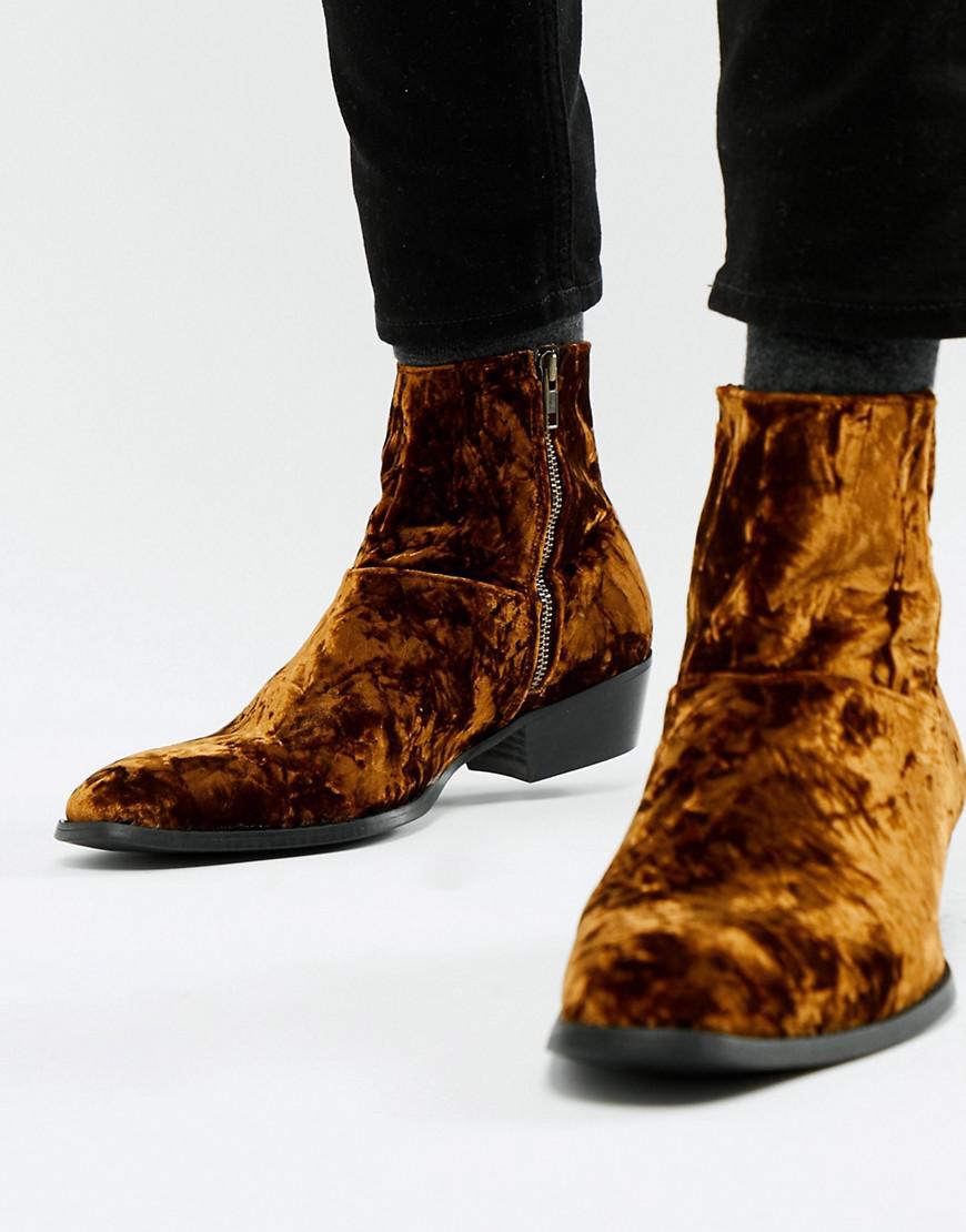 velvet chelsea boots