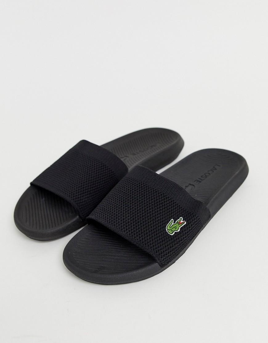 Lacoste Croco Pique Knit Sliders In Black for Men | Lyst