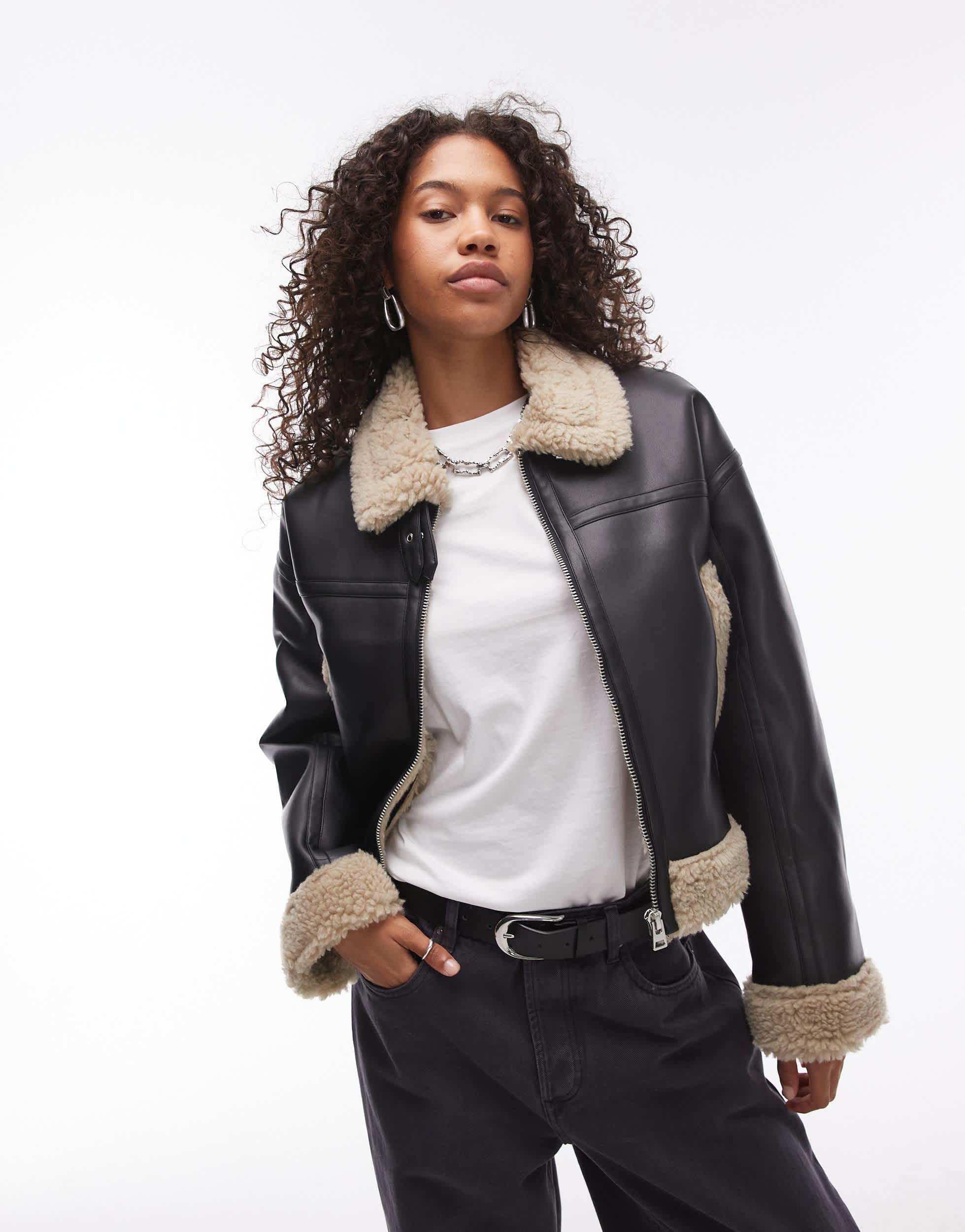 Veste Simili Bomber Simili Cuir Femme Blouson Bomber En Simili