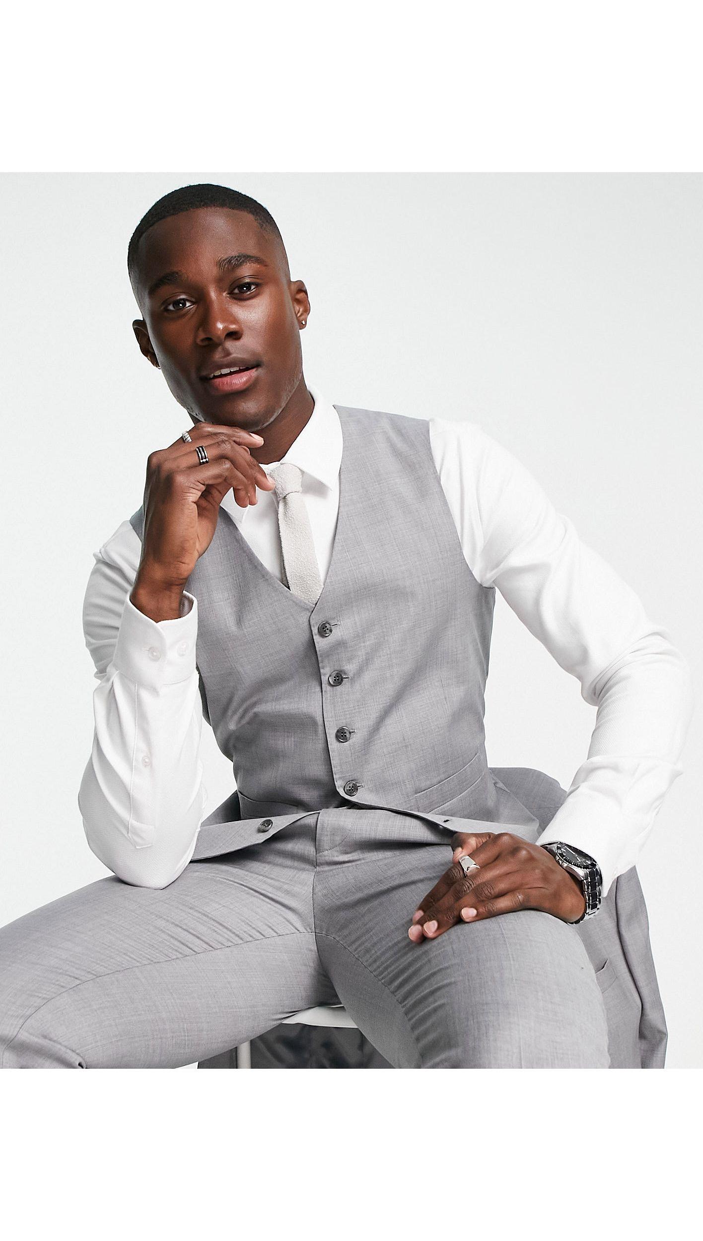 Noak Slim Suit Vest in Gray for Men Lyst