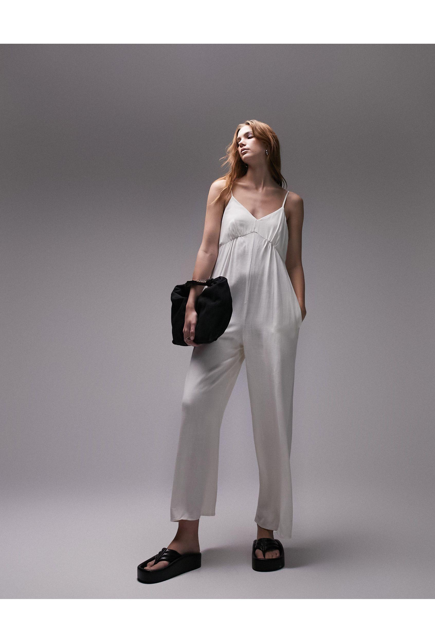 Reiss Carmen Plain Linen Blend Jumpsuit, White, 6