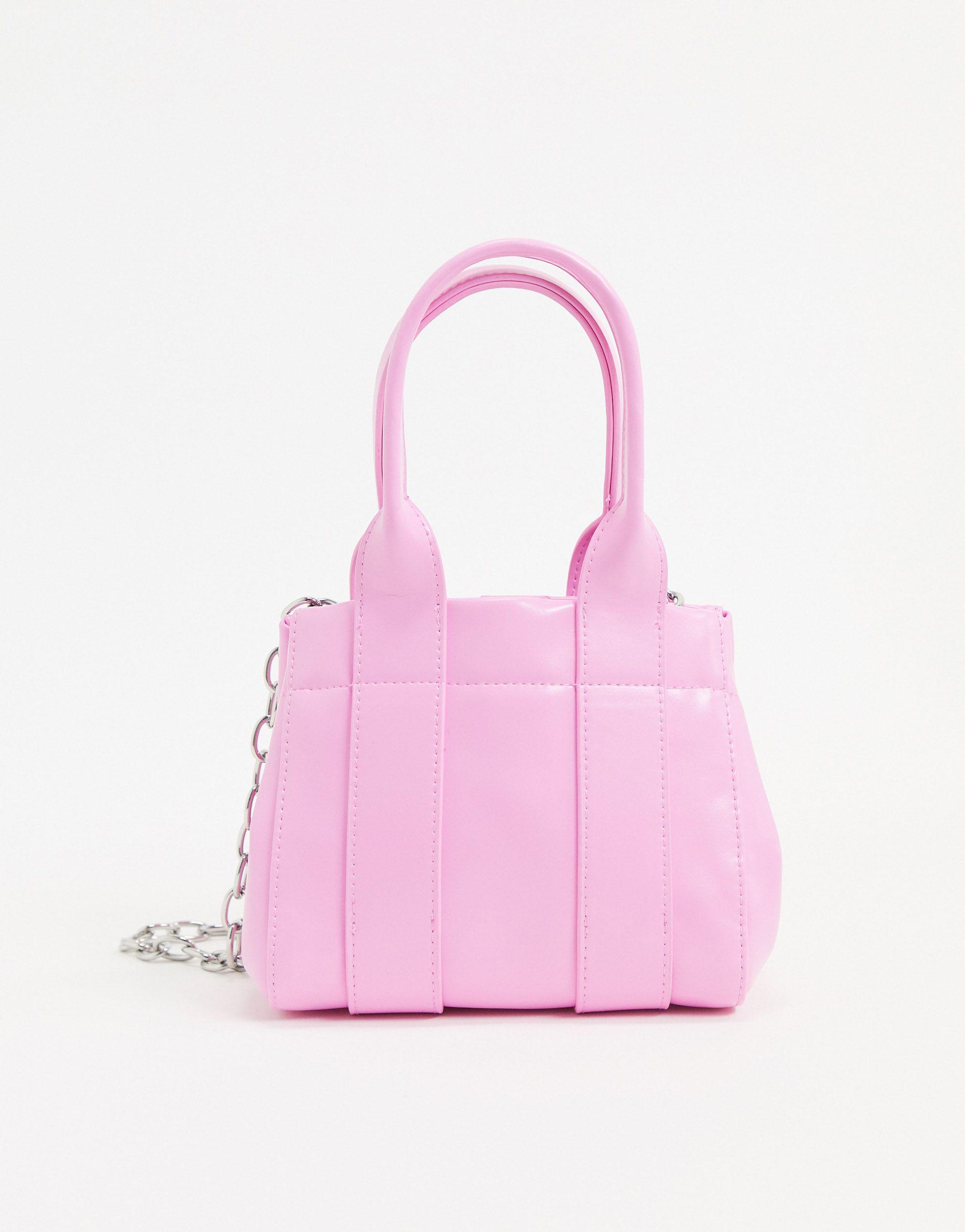 Weekday – Lykke – Kleine Tasche aus rosa Kunstleder mit silberner Kette in  Pink | Lyst AT