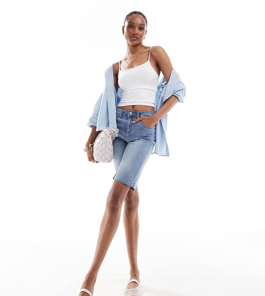 Don t Think Twice Dtt Tall Boyfriend Fit Denim Shorts in Blue Lyst UK