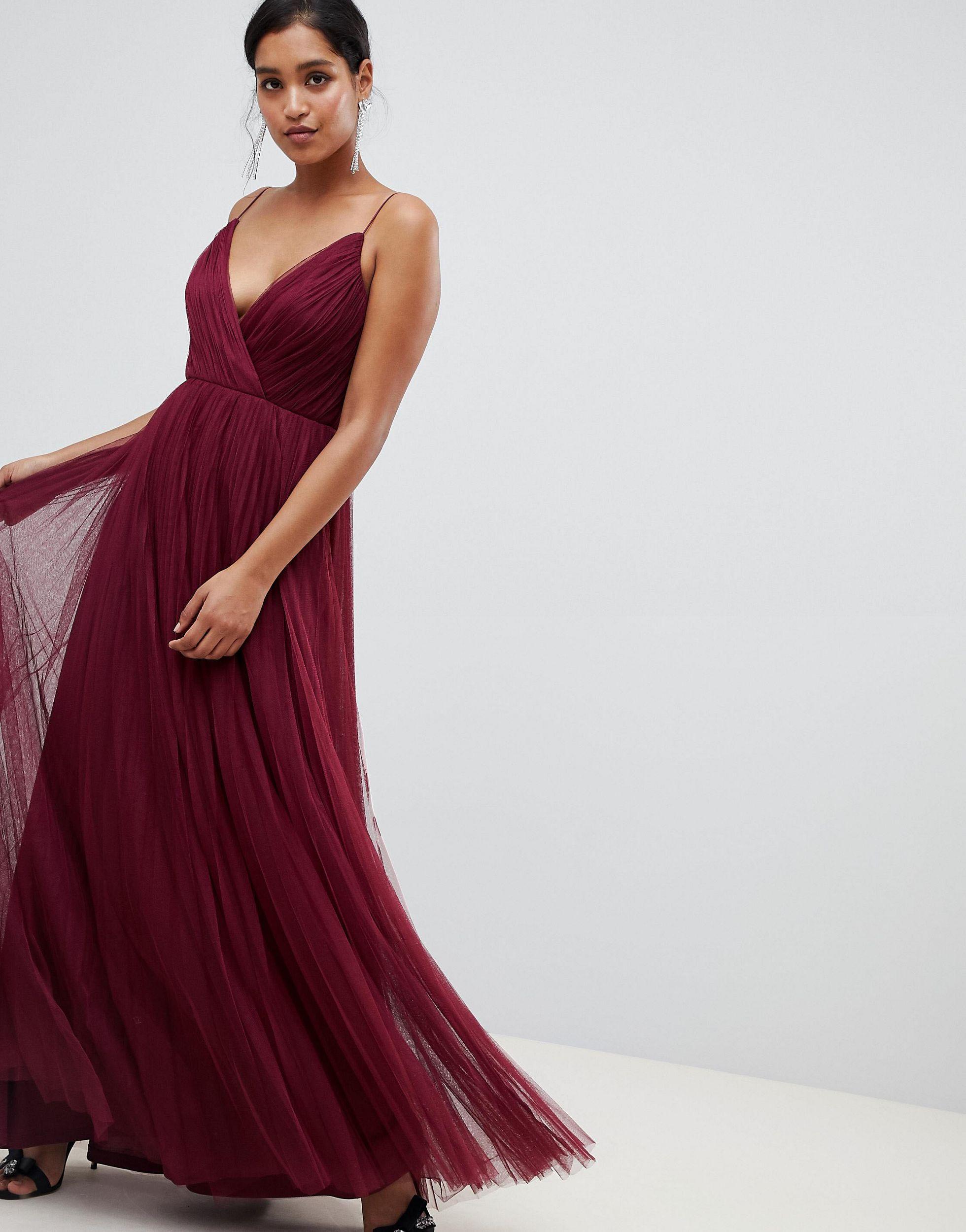 Vestido largo ASOS de Tul de color Rojo | Lyst