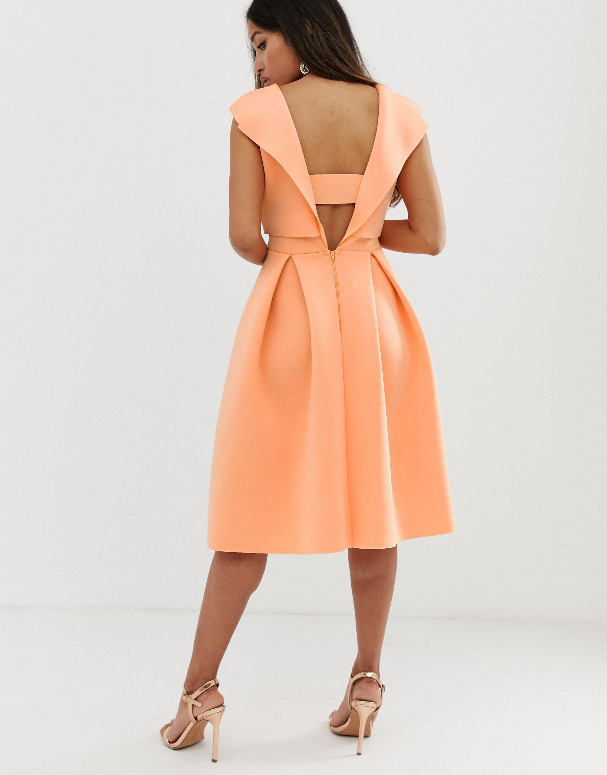 fold back crop top midi prom dress