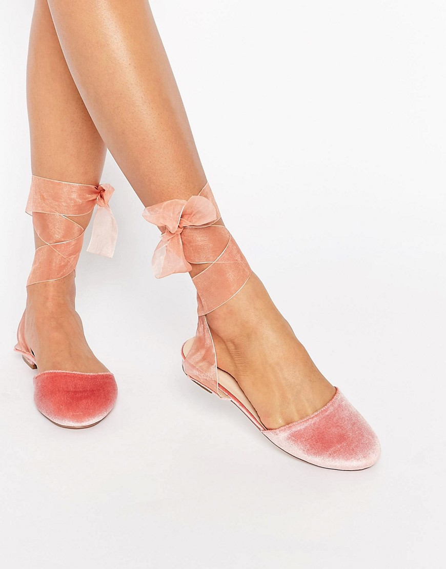 asos pink velvet shoes