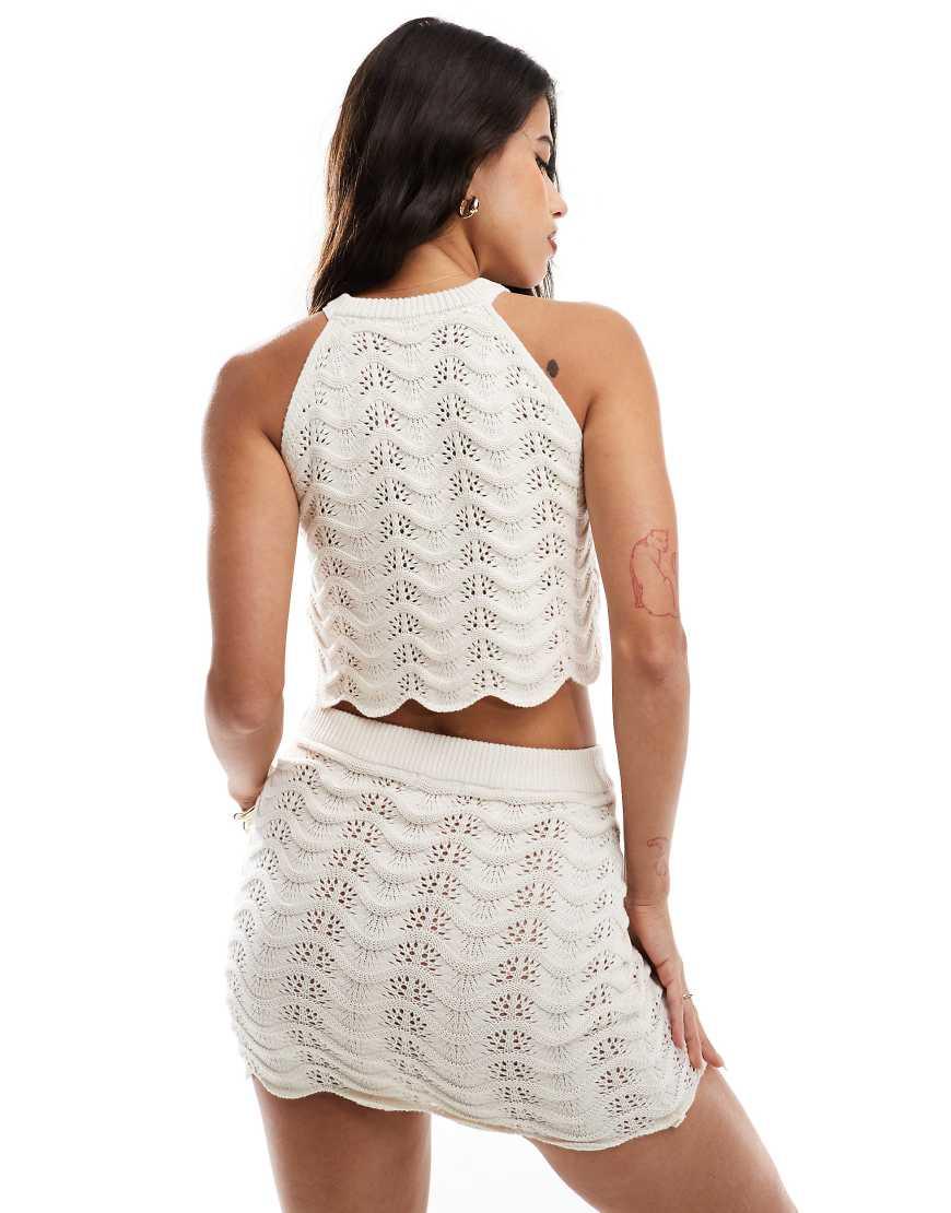 Completo Con Top E Minigonna Écru All'Uncinetto di Threadbare in