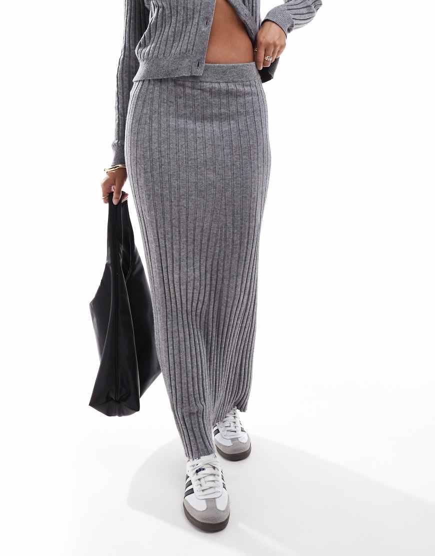 Grey ribbed skirt co ord hotsell