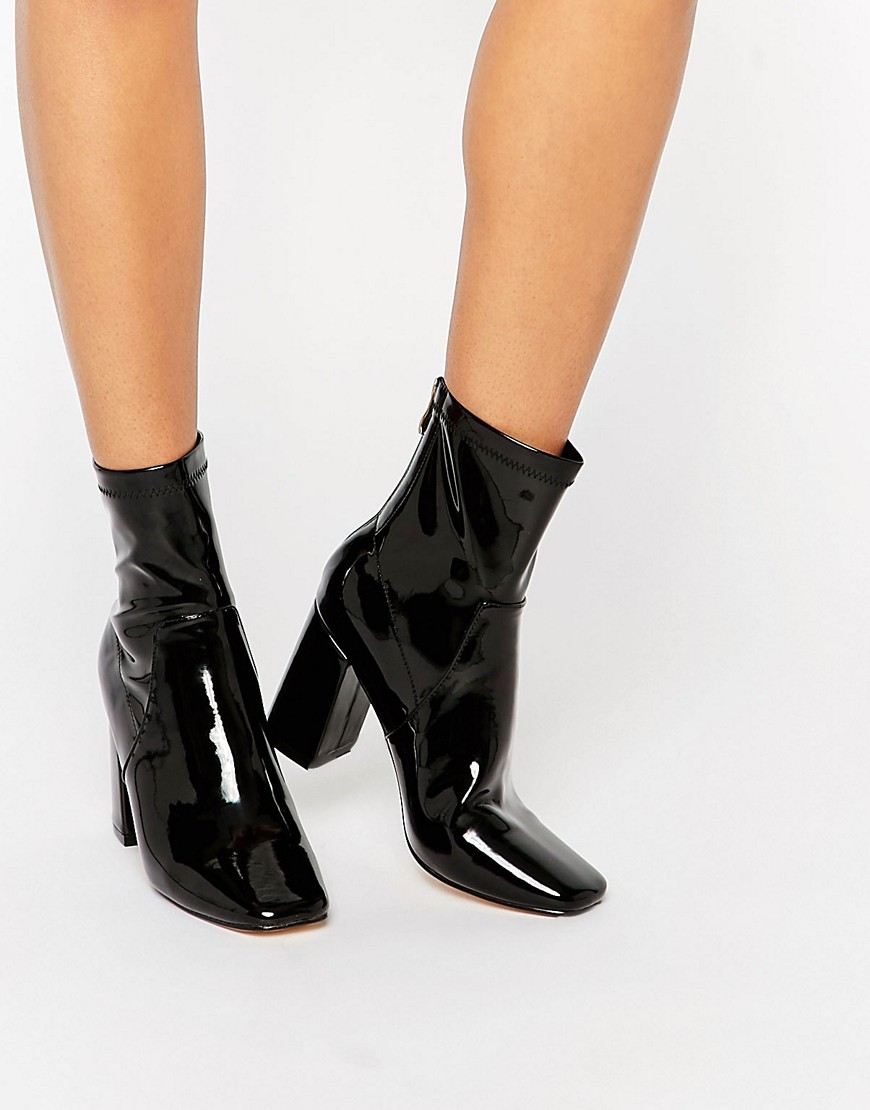 Truffle collection Harp Sock Heeled Ankle Boots in Black | Lyst