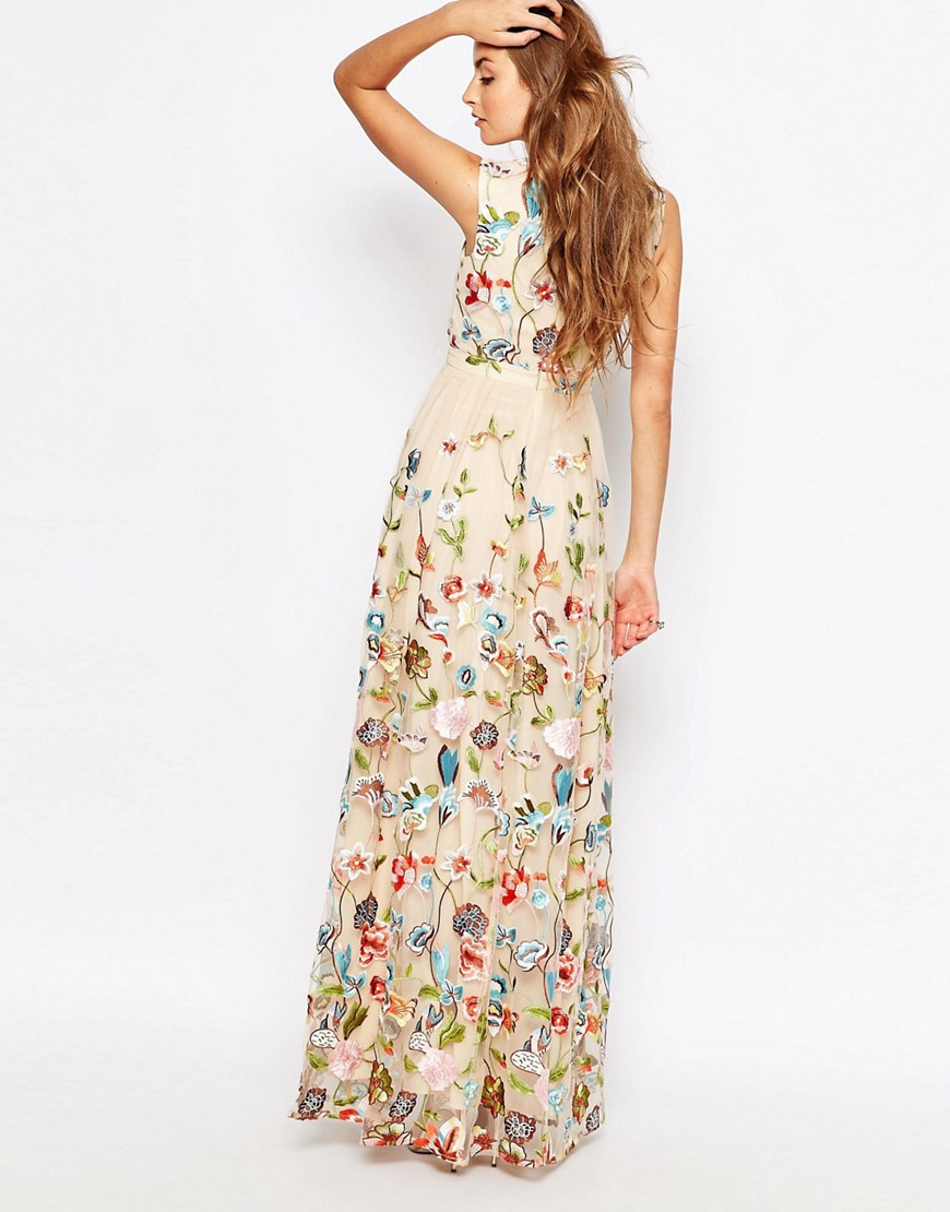 embroidered floral maxi dress