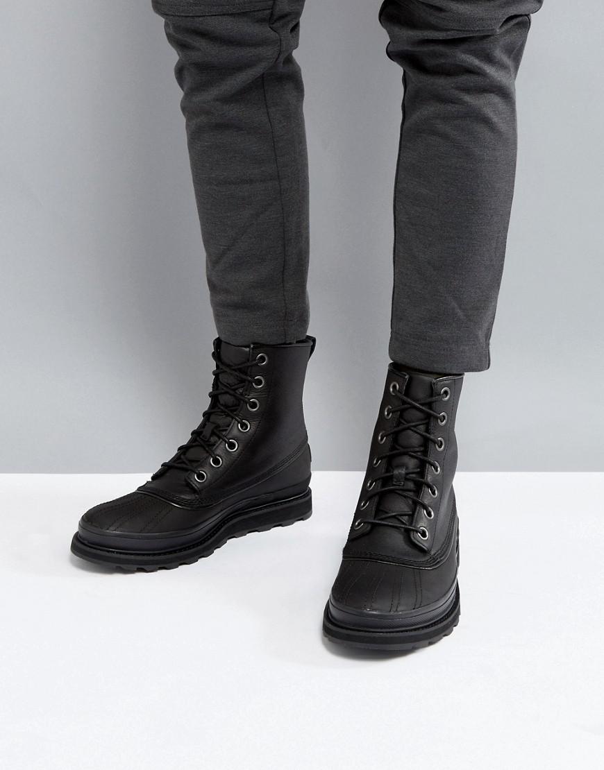 sorel black leather boots