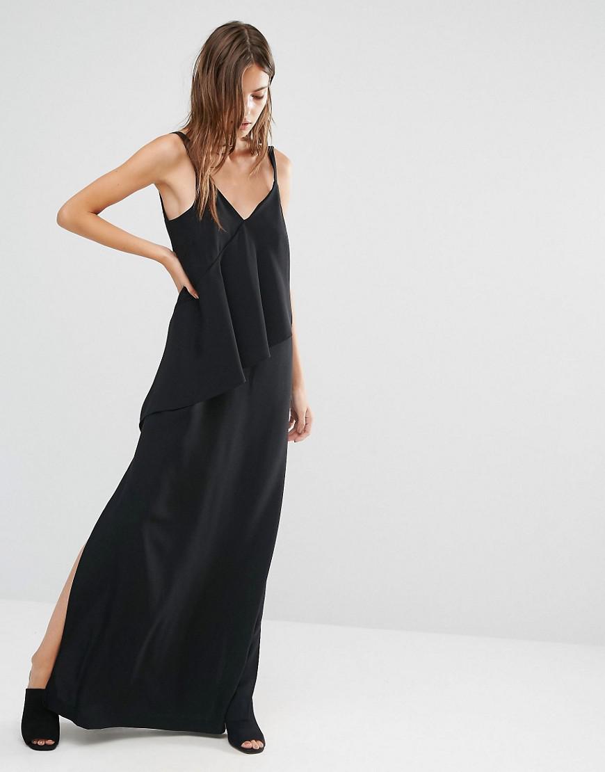 warehouse v neck crepe maxi dress