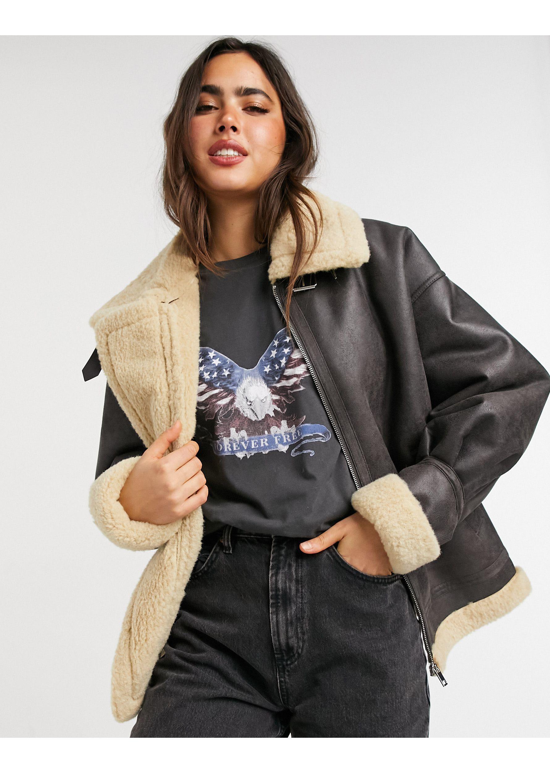 borg aviator jacket womens