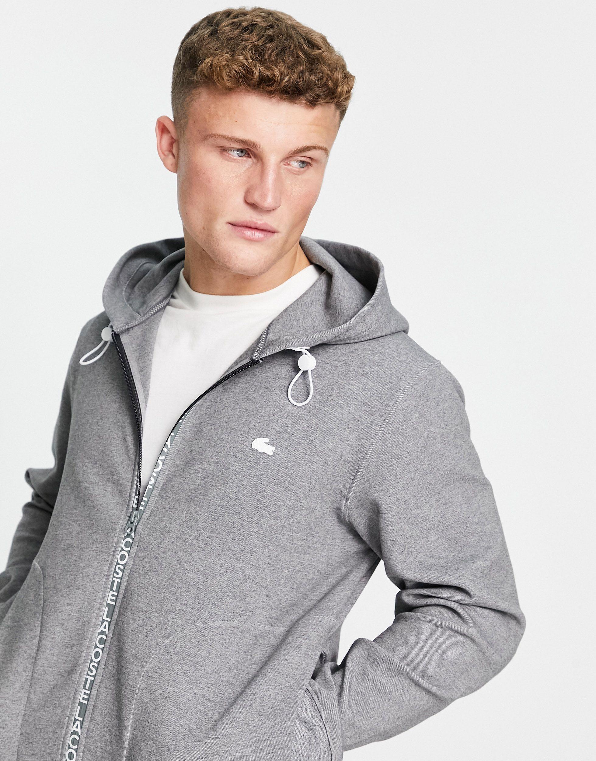 Lacoste Zip Through Hoodie in Gray for Men | Lyst