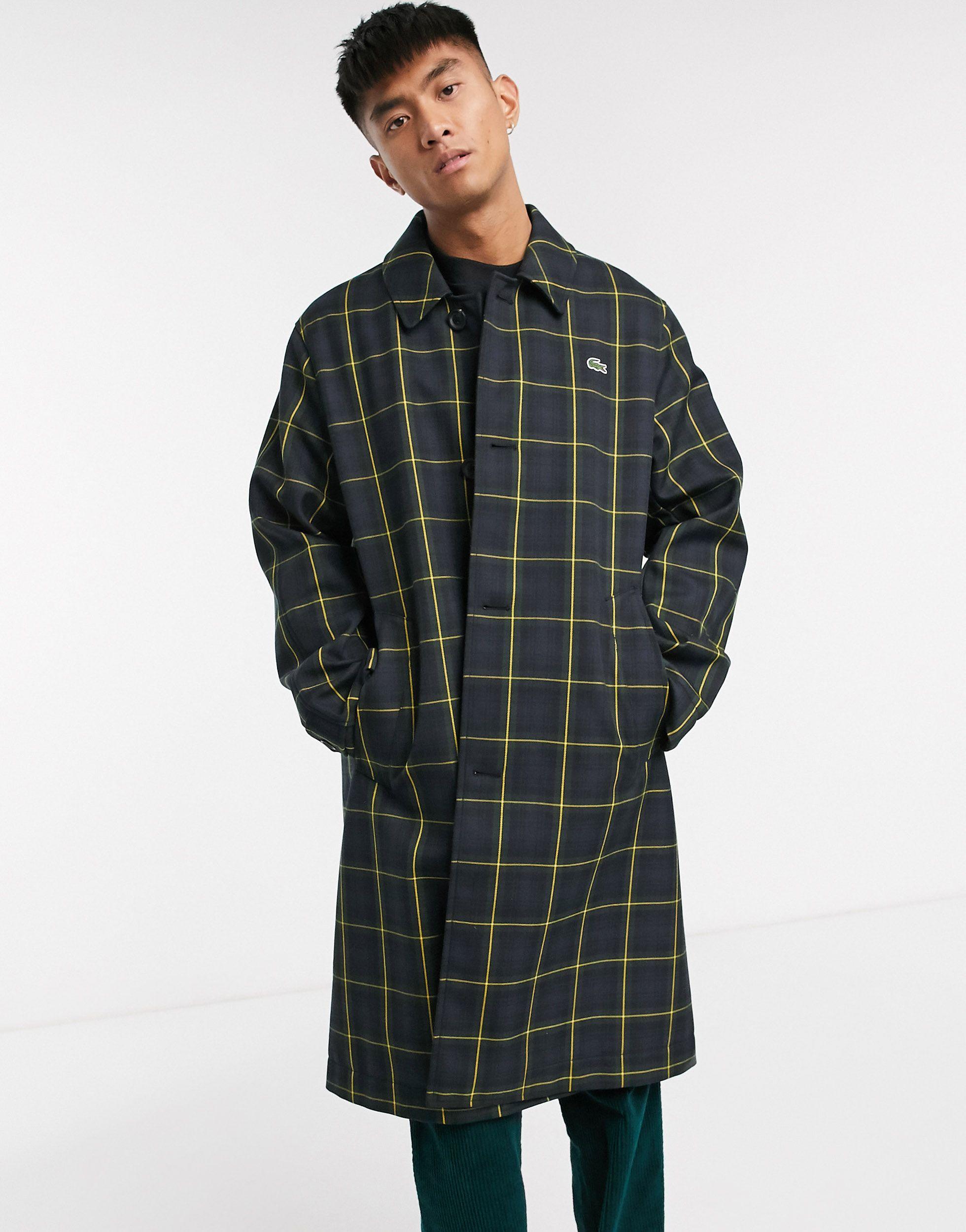 L!VE - Trench-coat à carreaux écossais Lacoste pour homme en coloris Vert |  Lyst