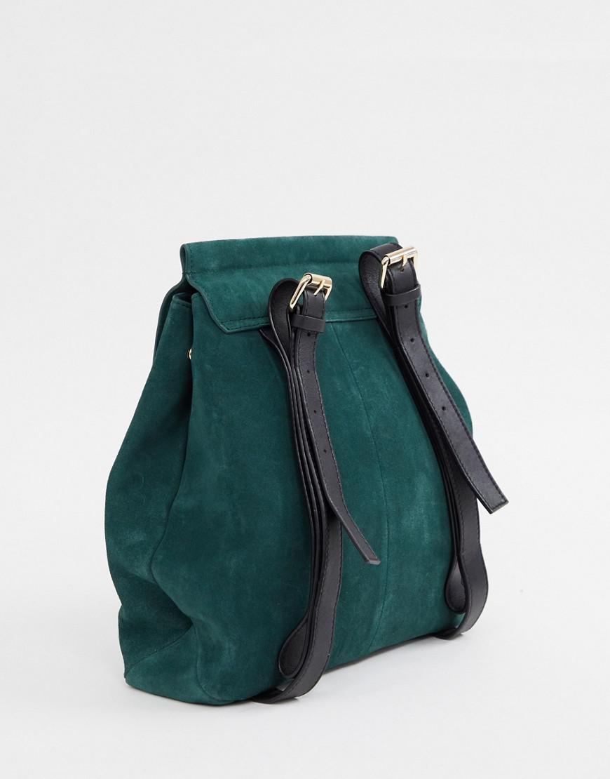 green suede backpack
