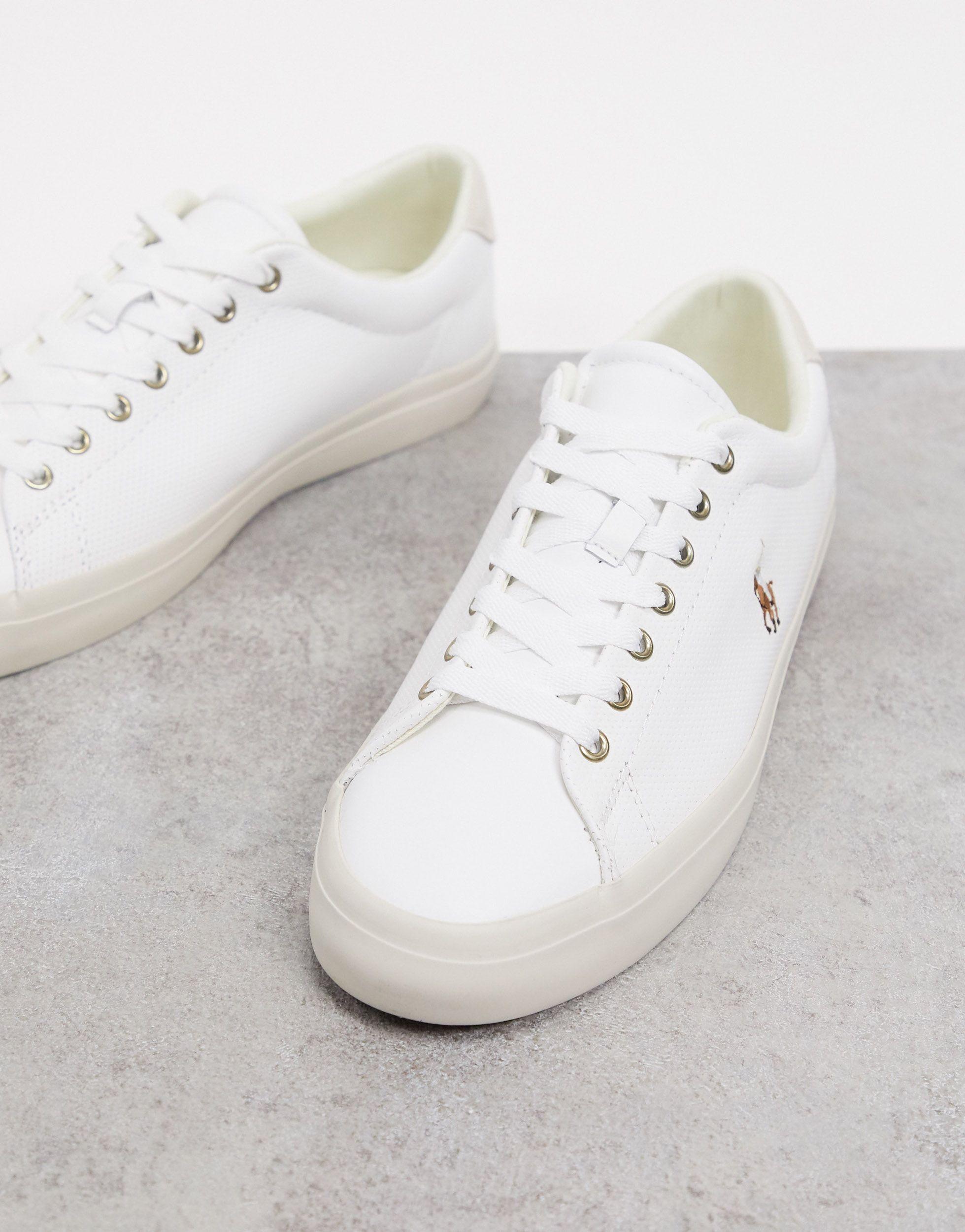 Polo Ralph Lauren Leather Trainer Polo Player Logo in White for Men | Lyst