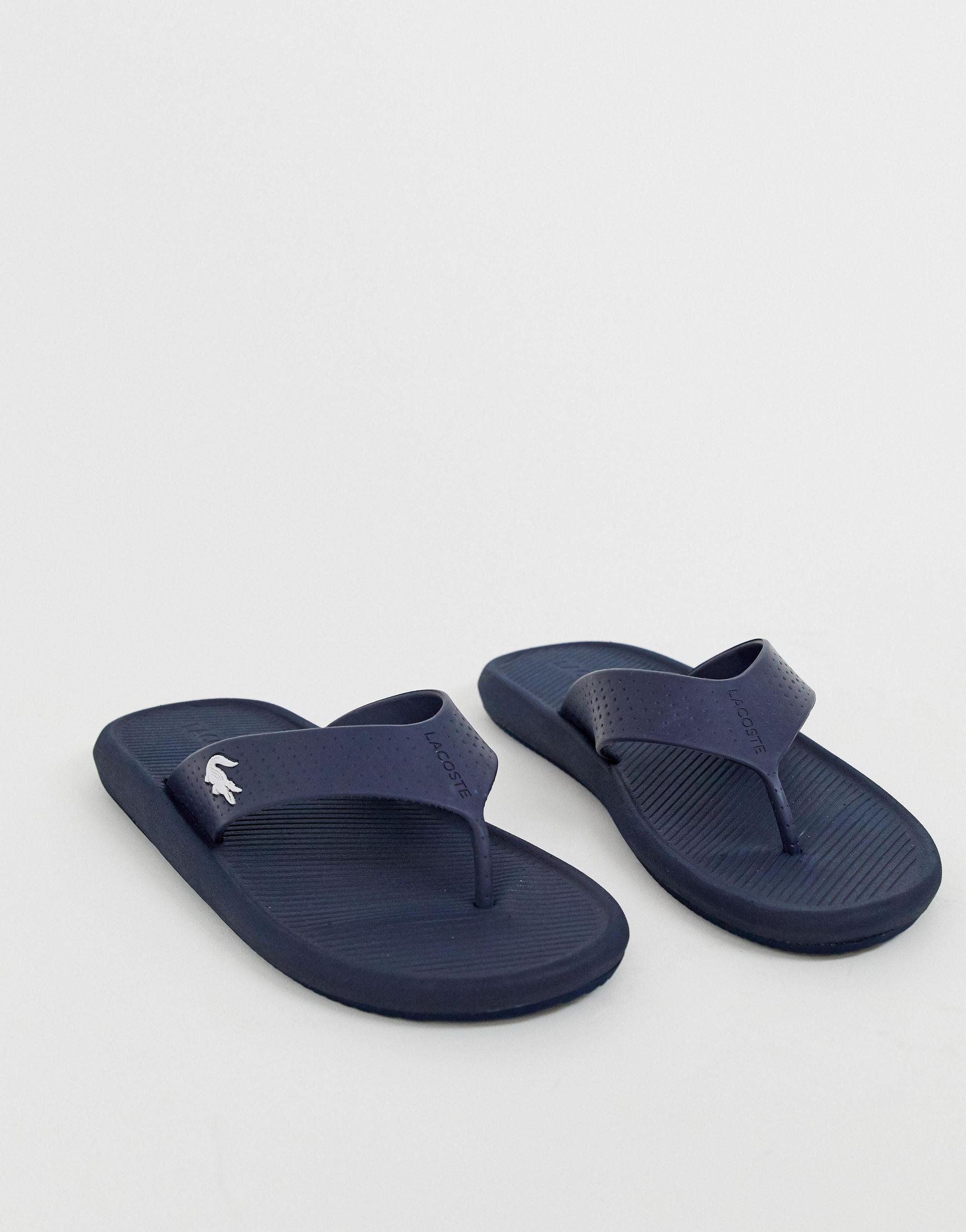 Lacoste Croco Flip Flops In Navy in Black for Men | Lyst