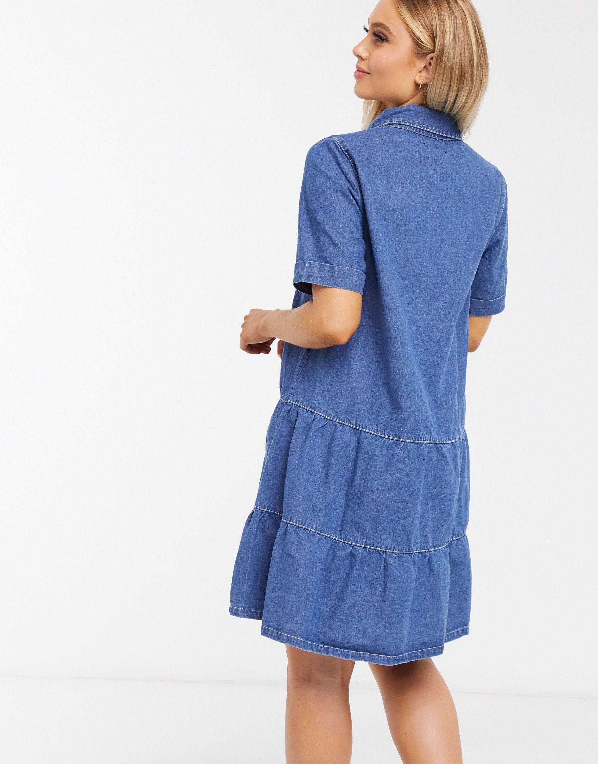 Missguided Denim Smock Dress With 