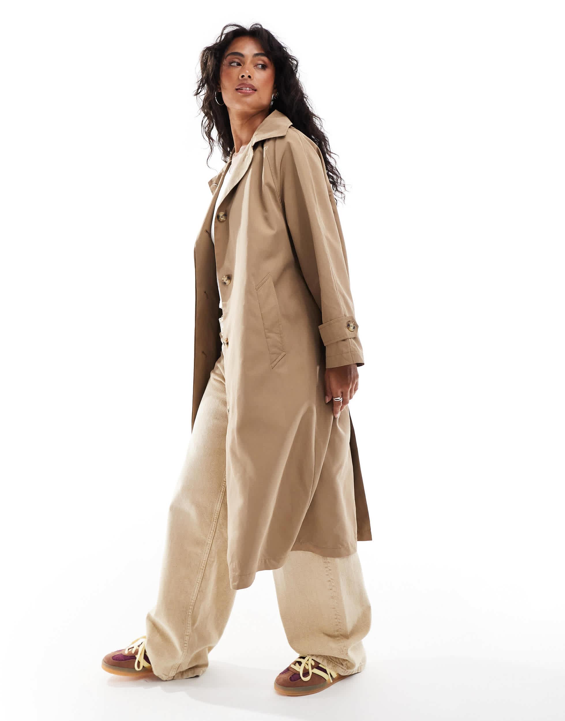 Trench-coat décontracté à capuche beige Stradivarius en coloris