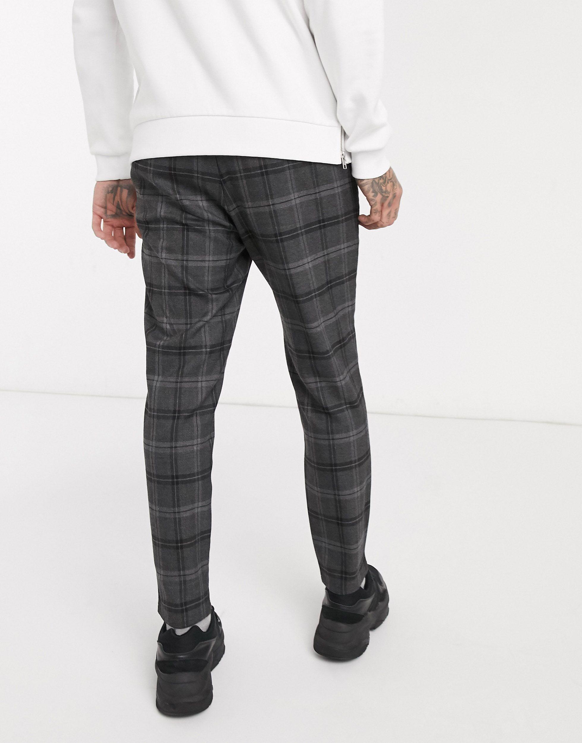 Pantalones ajustados a cuadros gris oscuro Bershka de Denim de color Gris  para hombre | Lyst