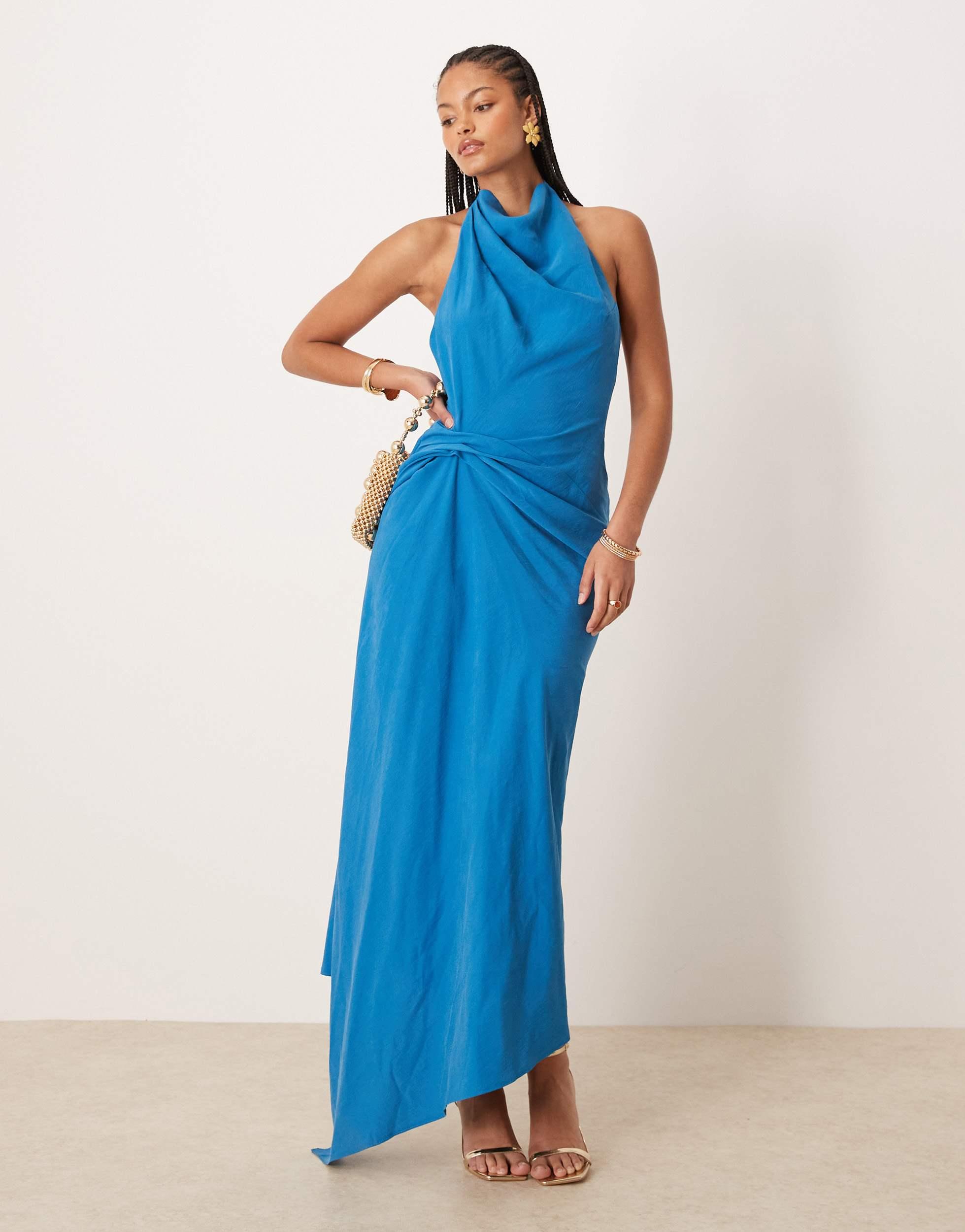 halter black dress midi Jasmine Halter Midi Dress ~ Black Luxe Satin