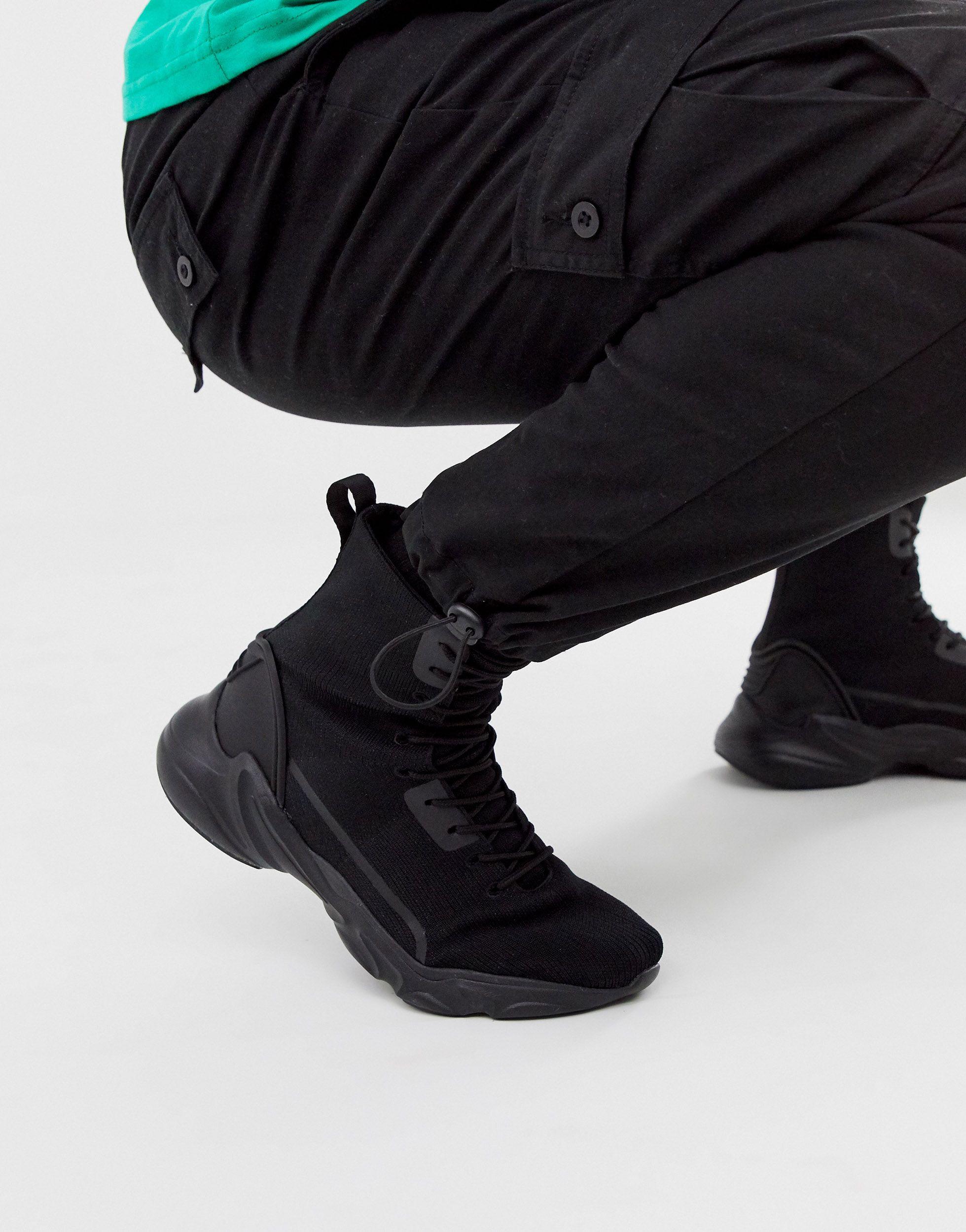 high top sneakers in black mesh