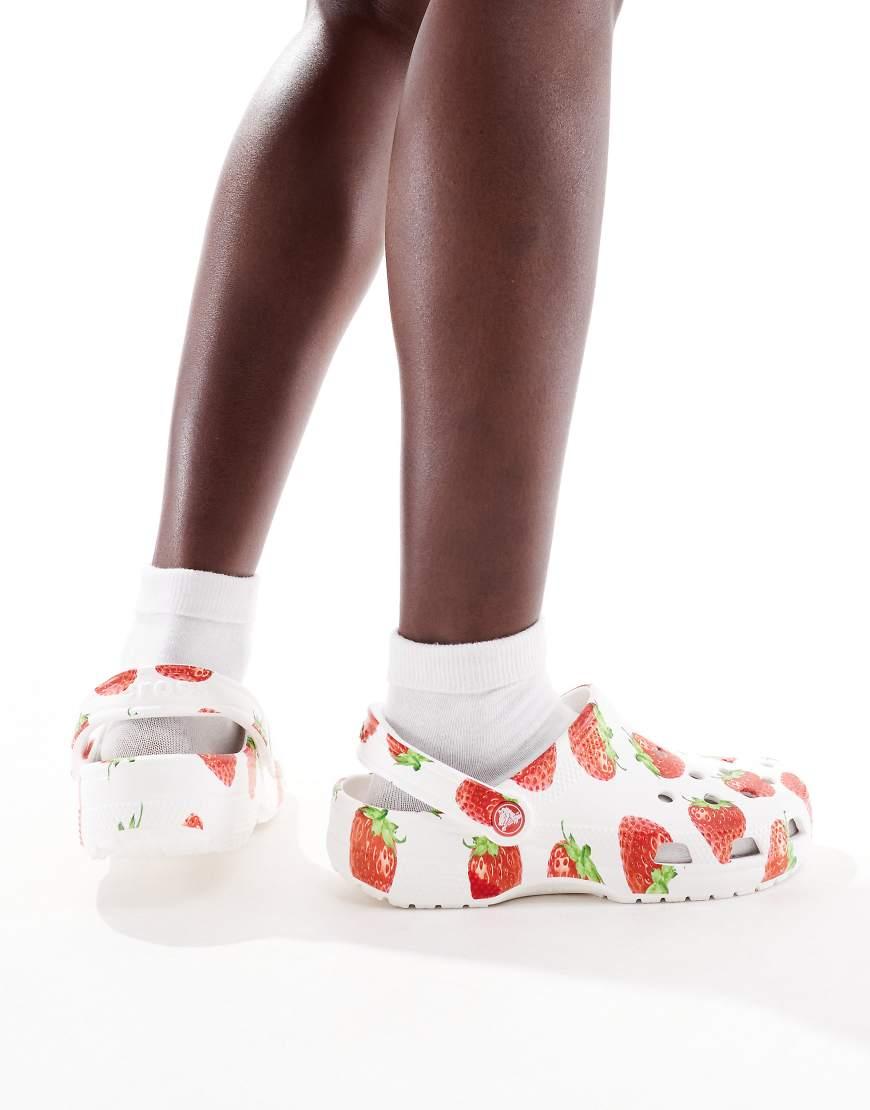 Crocs Chanclas De Fresa Zuecos Clásicos Con Estampado De Fresas