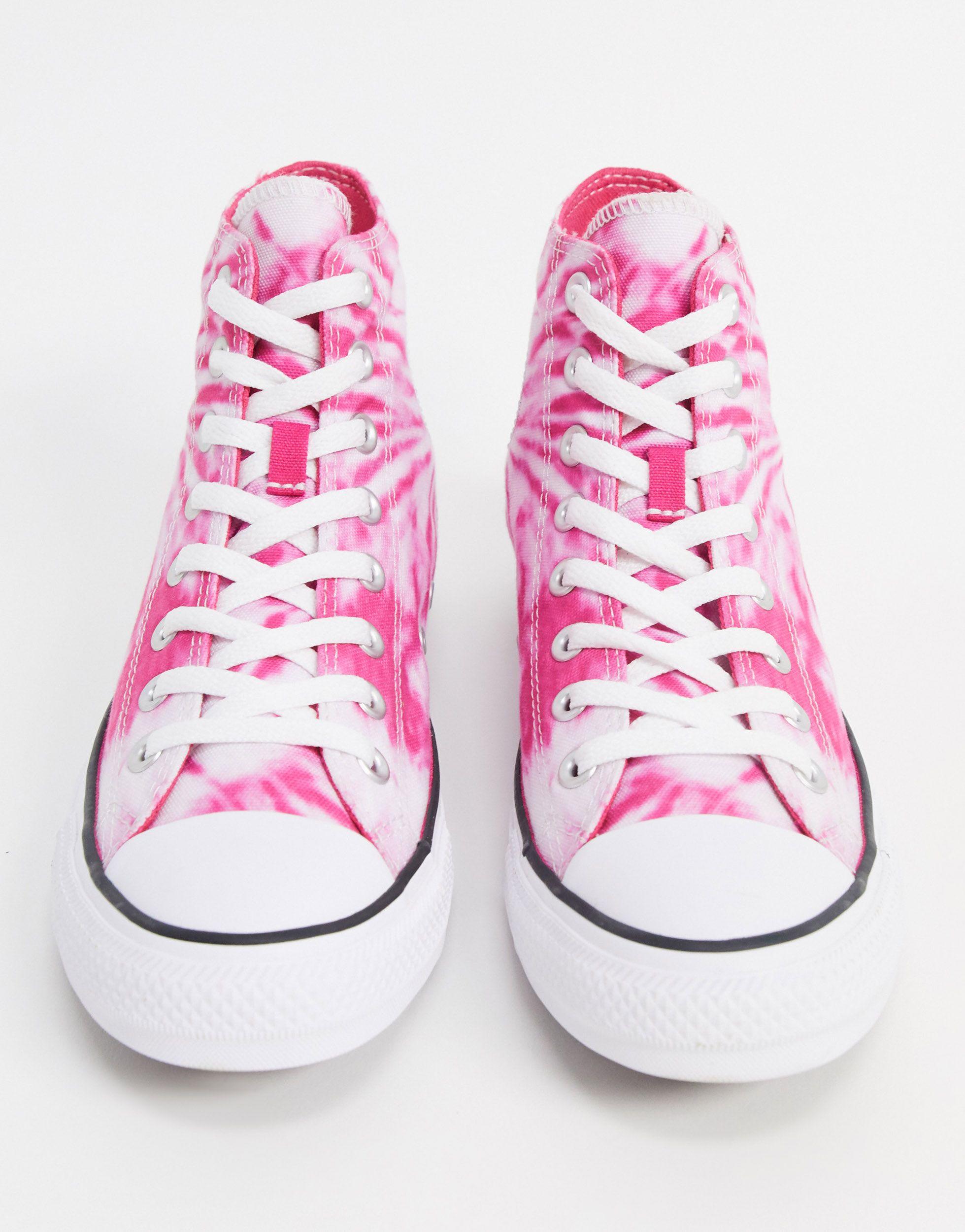 Converse Chuck Taylor All Star Hi Pink Tie Dye Trainers | Lyst UK