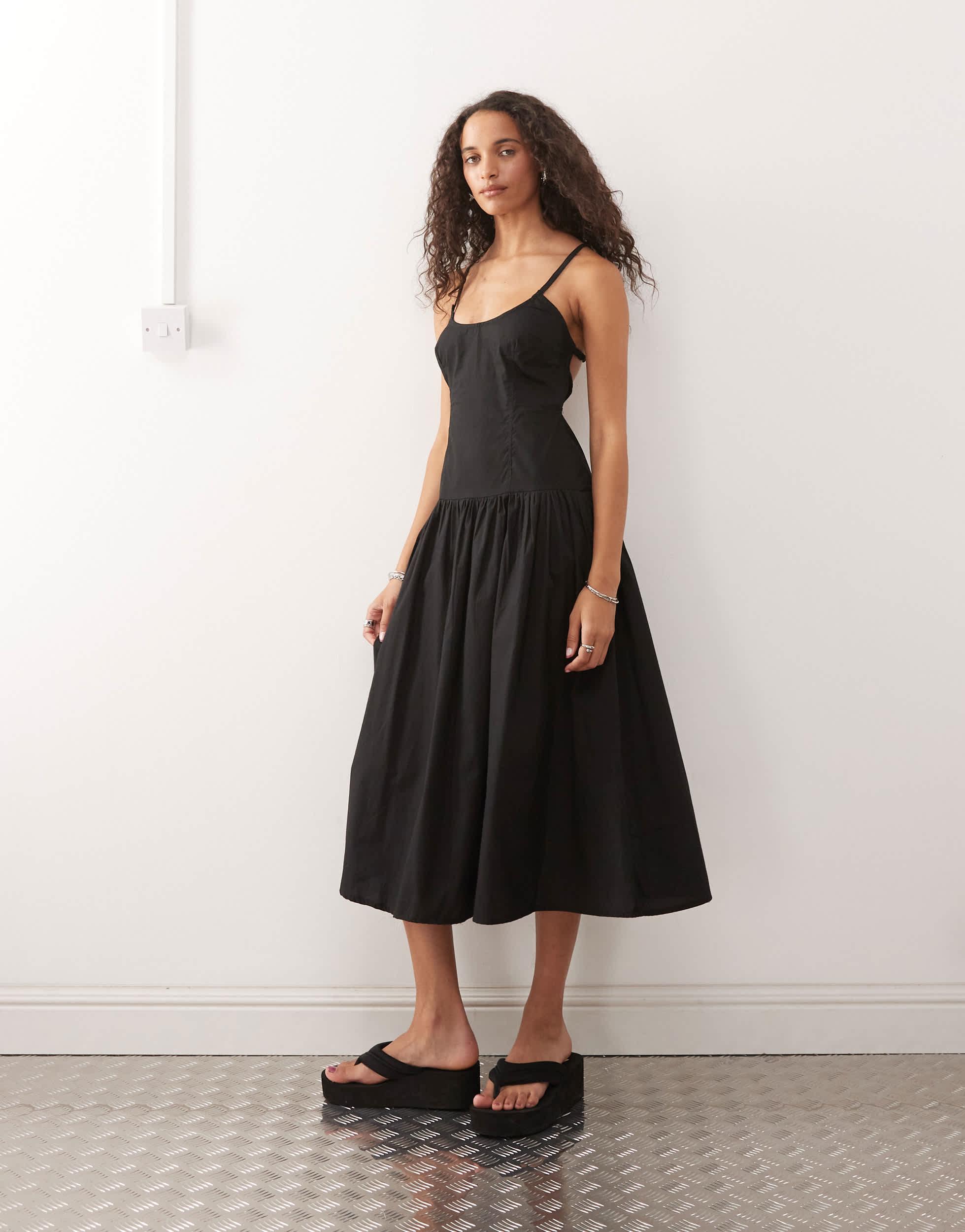Collusion Scoop Neck Drop Waist Maxi Dress in Natural | Lyst Australia