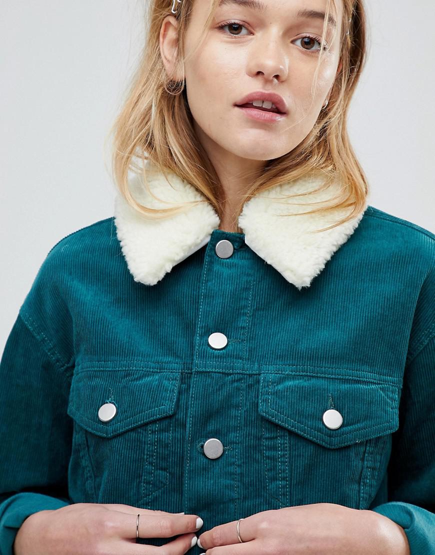 ASOS Denim Cord Cropped Jacket In 