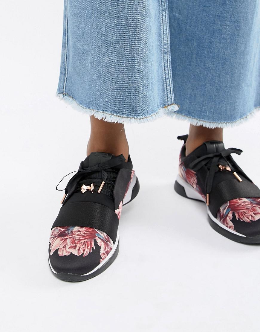 ted baker black floral trainers